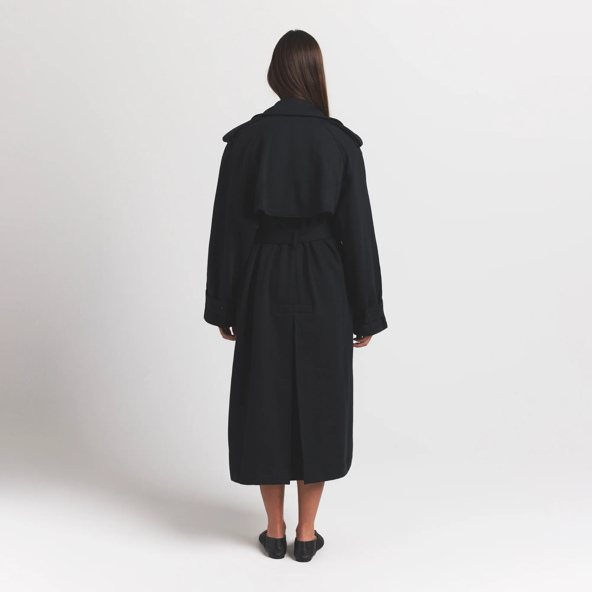 BOYFRIEND FLEECE OVERSIZED TRENCH COAT | ONYX - Image 4