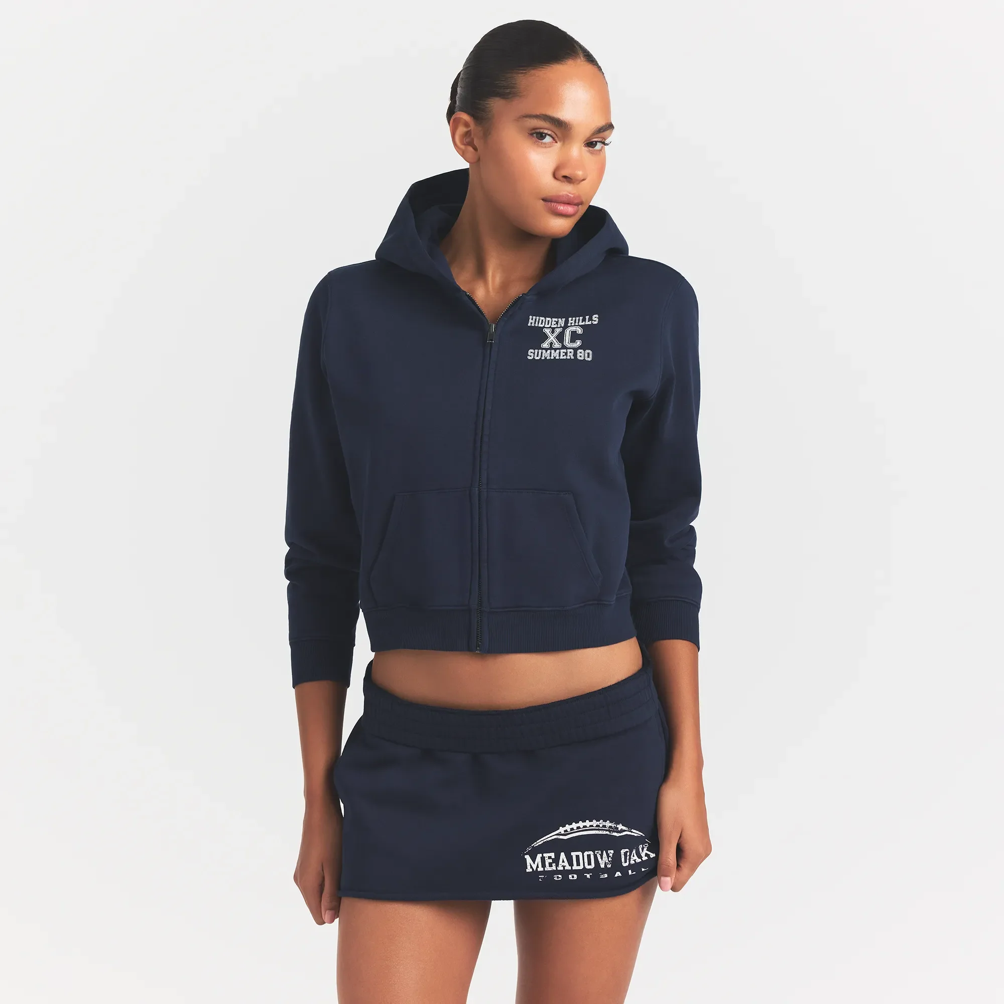BOYFRIEND FLEECE ZIP UP HOODIE | NAVY HIDDEN HILLS - Image 3