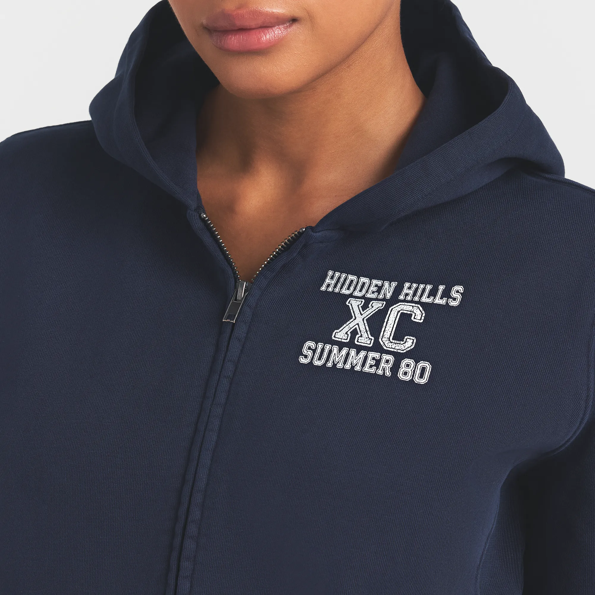 BOYFRIEND FLEECE ZIP UP HOODIE | NAVY HIDDEN HILLS - Image 4