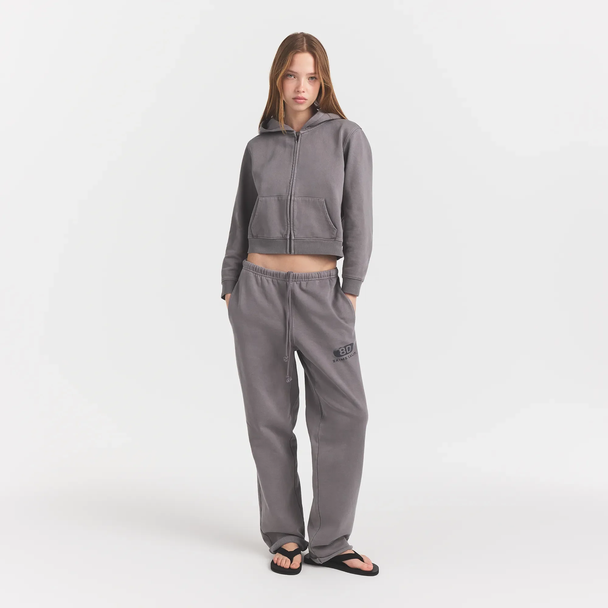 BOYFRIEND FLEECE ZIP UP HOODIE | SHADOW - Image 2