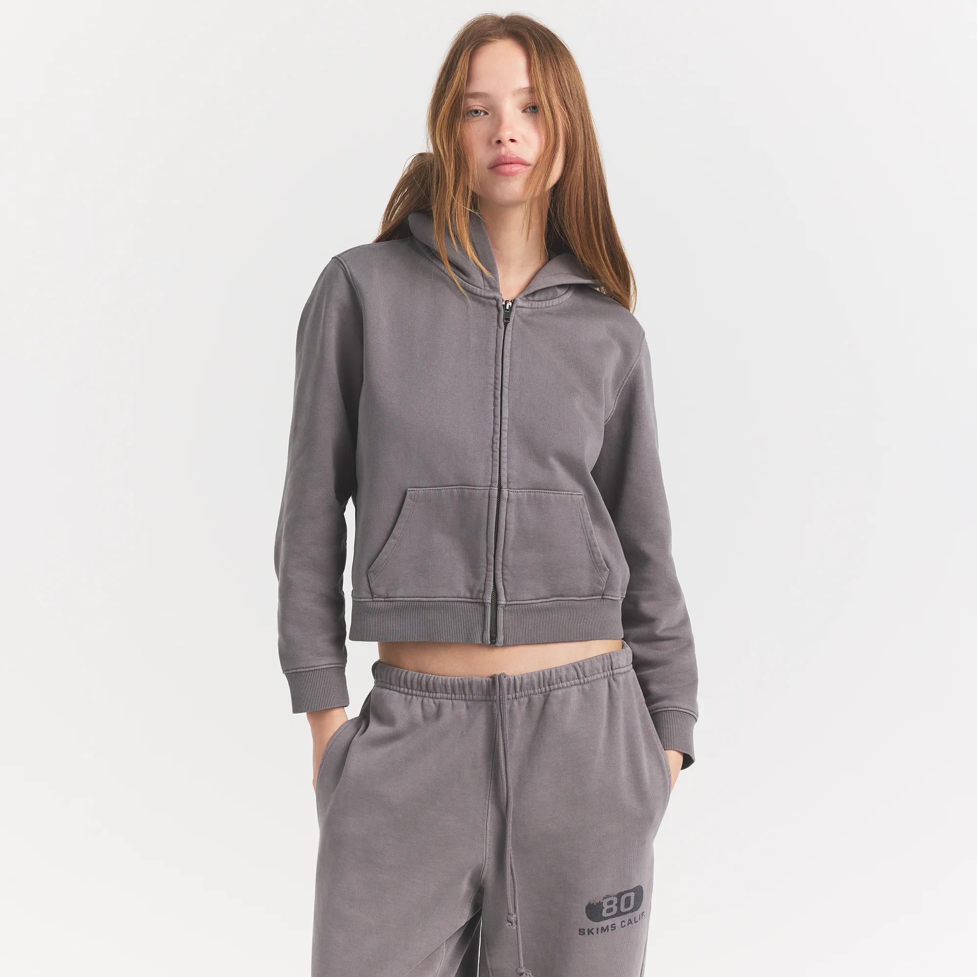 BOYFRIEND FLEECE ZIP UP HOODIE | SHADOW - Image 3