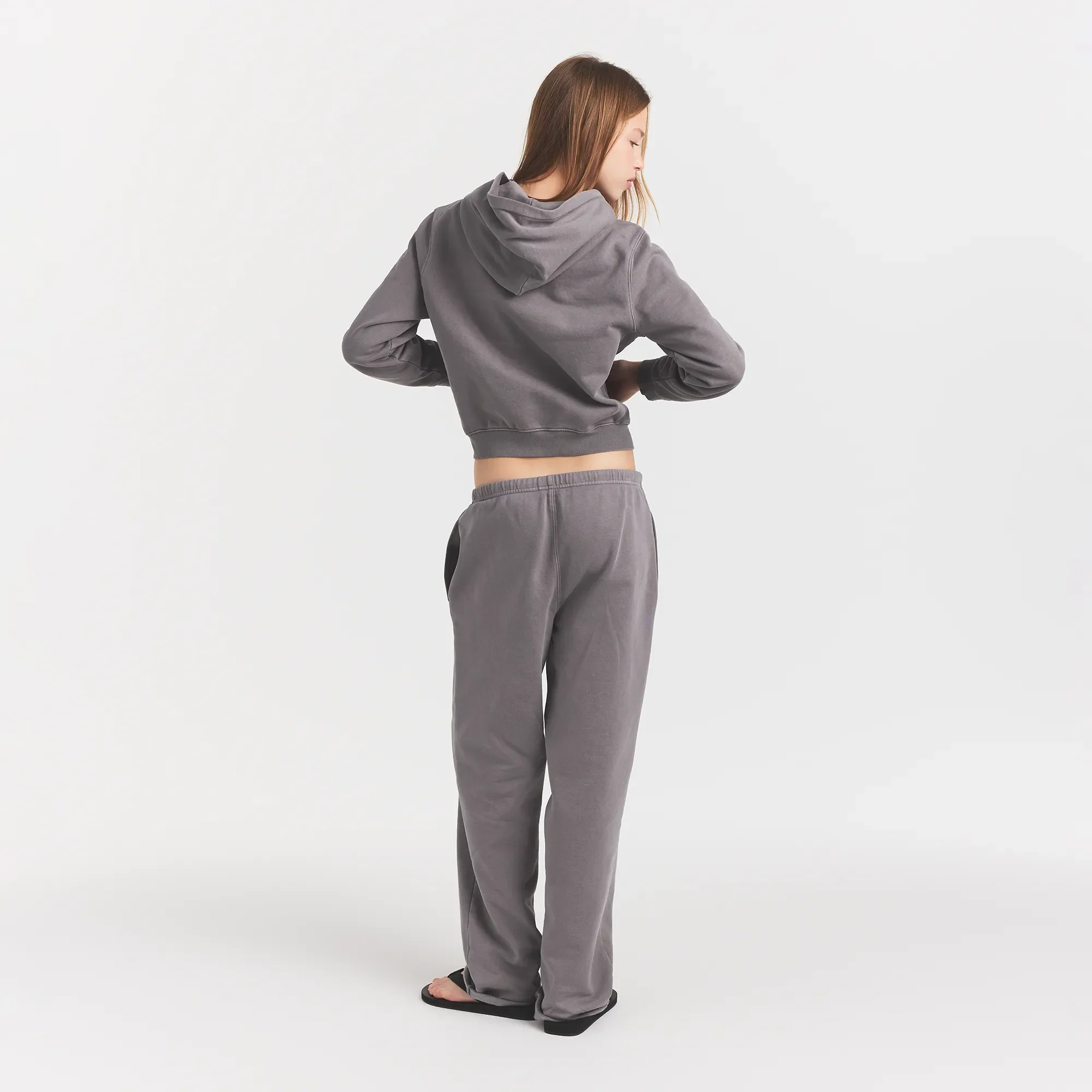 BOYFRIEND FLEECE ZIP UP HOODIE | SHADOW - Image 5
