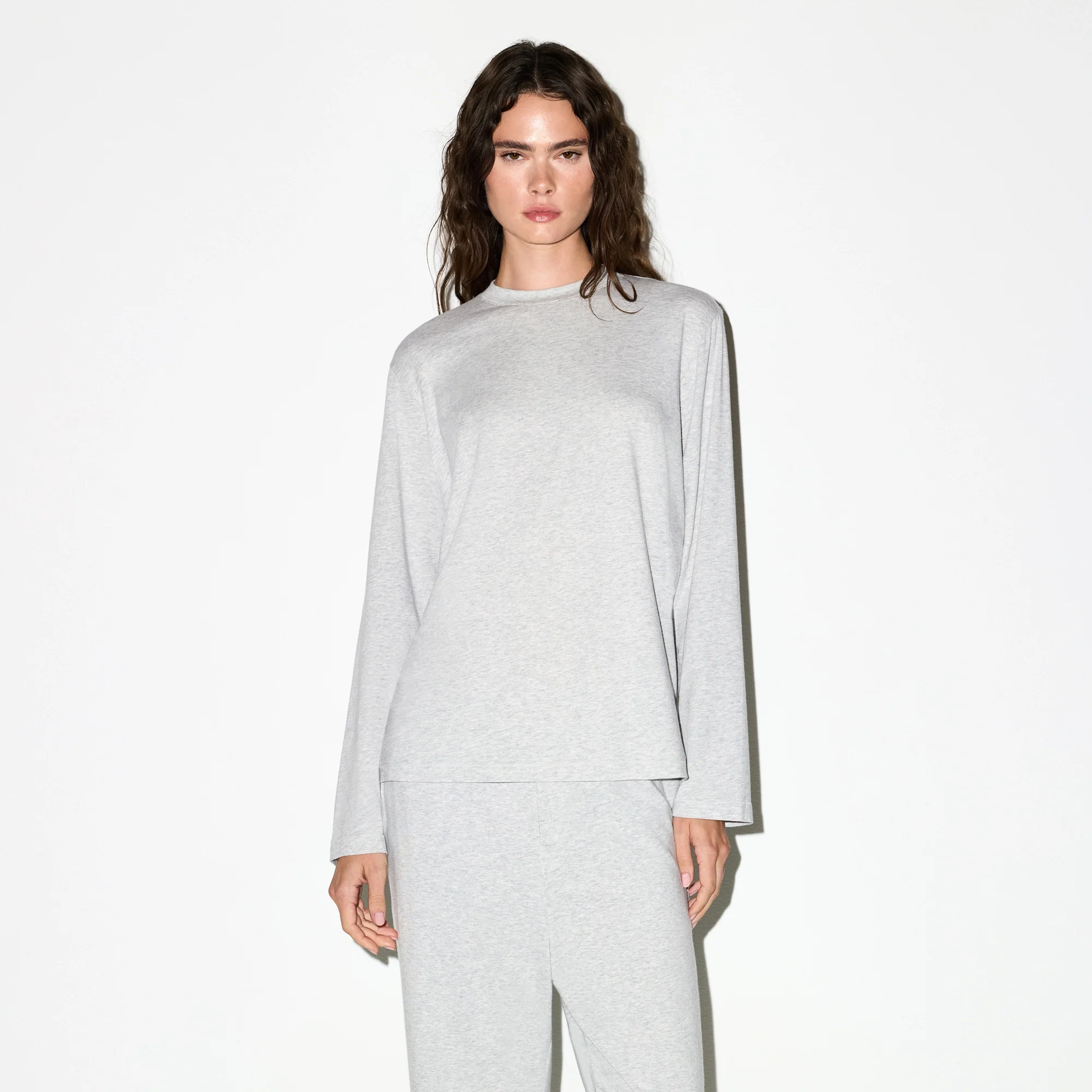 BOYFRIEND LONG SLEEVE T-SHIRT | LIGHT HEATHER GREY - Image 5