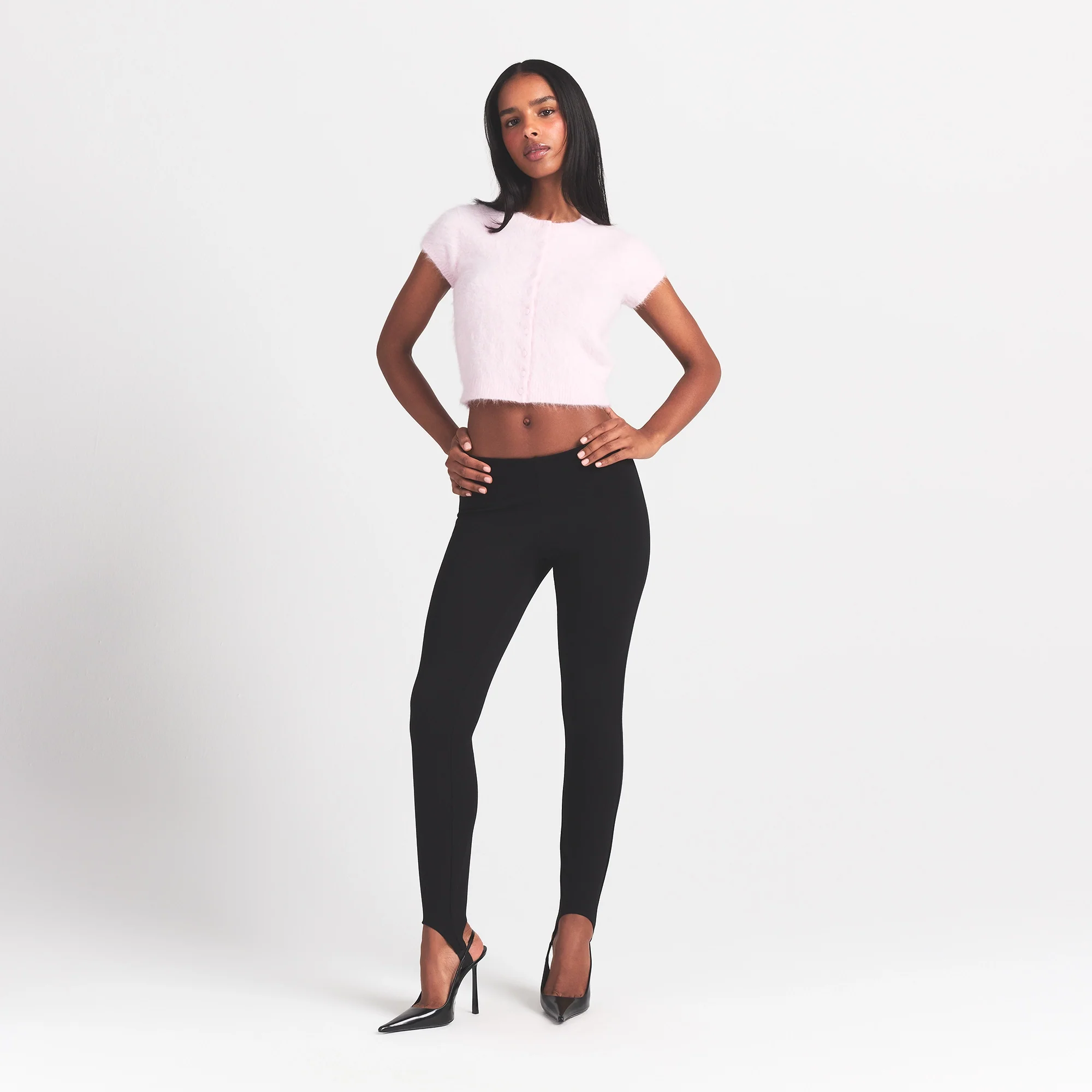 BRUSHED ALPACA SHORT SLEEVE CARDIGAN | CHERRY BLOSSOM - Image 2