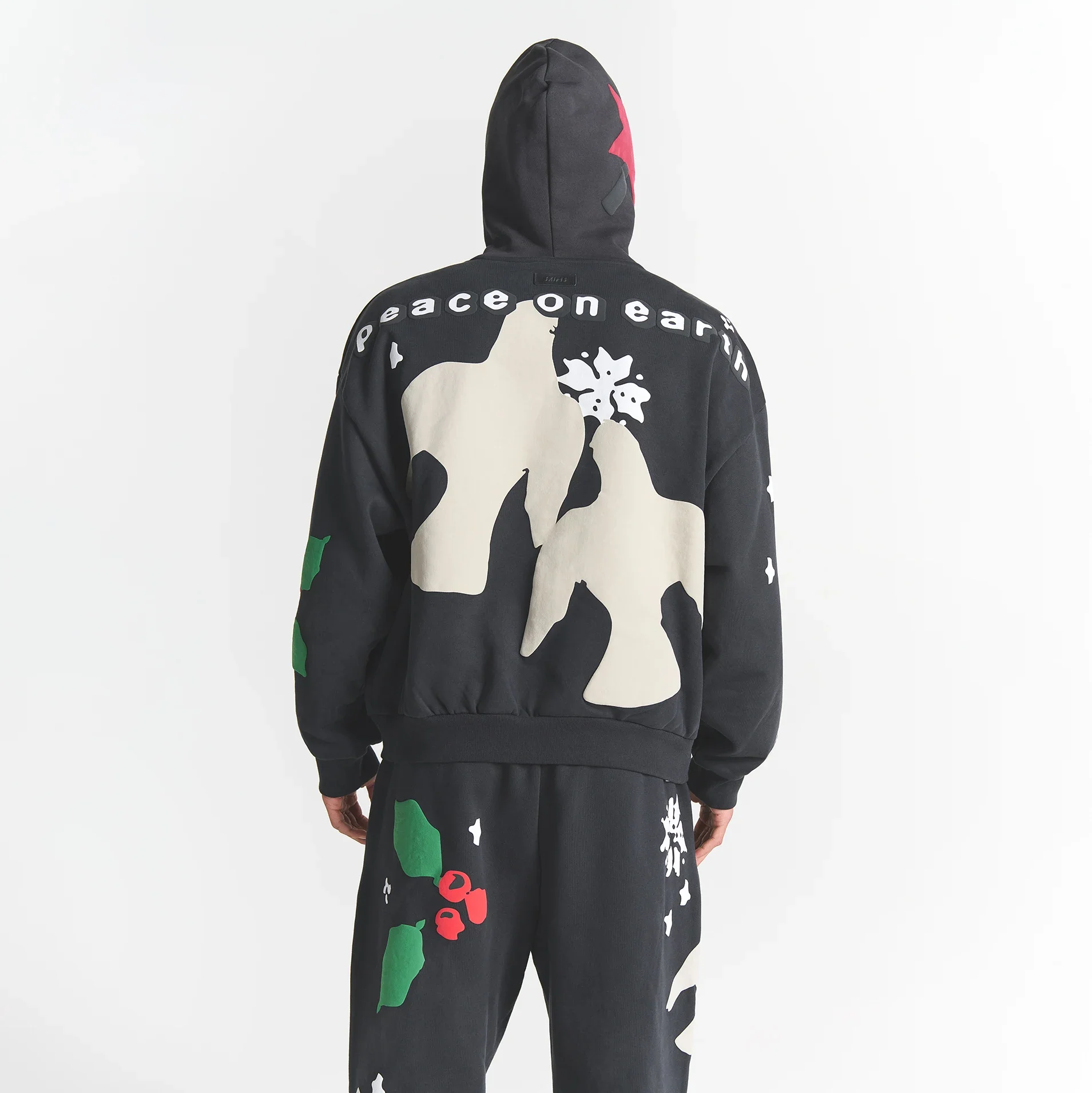 CACTUS PLANT FLEA MARKET X SKIMS HEAVYWEIGHT FLEECE MENS RELAXED ZIP UP HOODIE | ONYX TEDDY BEAR PRINT - Image 5