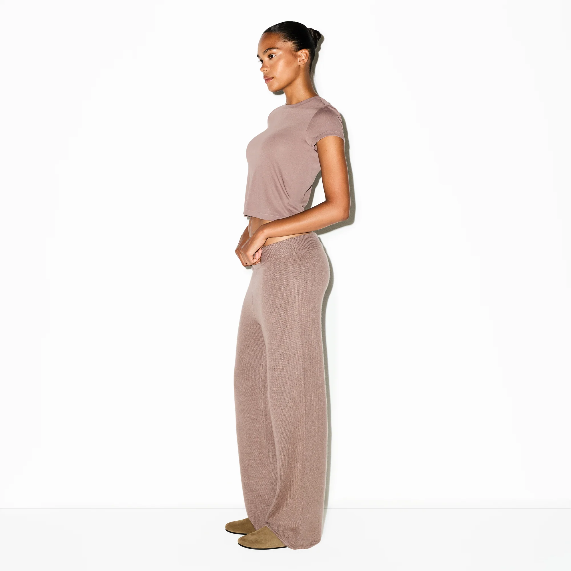 CASHMERE WIDE LEG PANT | UMBER - Image 3