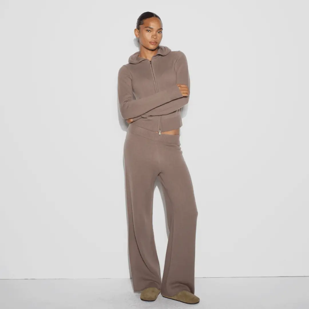 CASHMERE WIDE LEG PANT | UMBER - Image 4