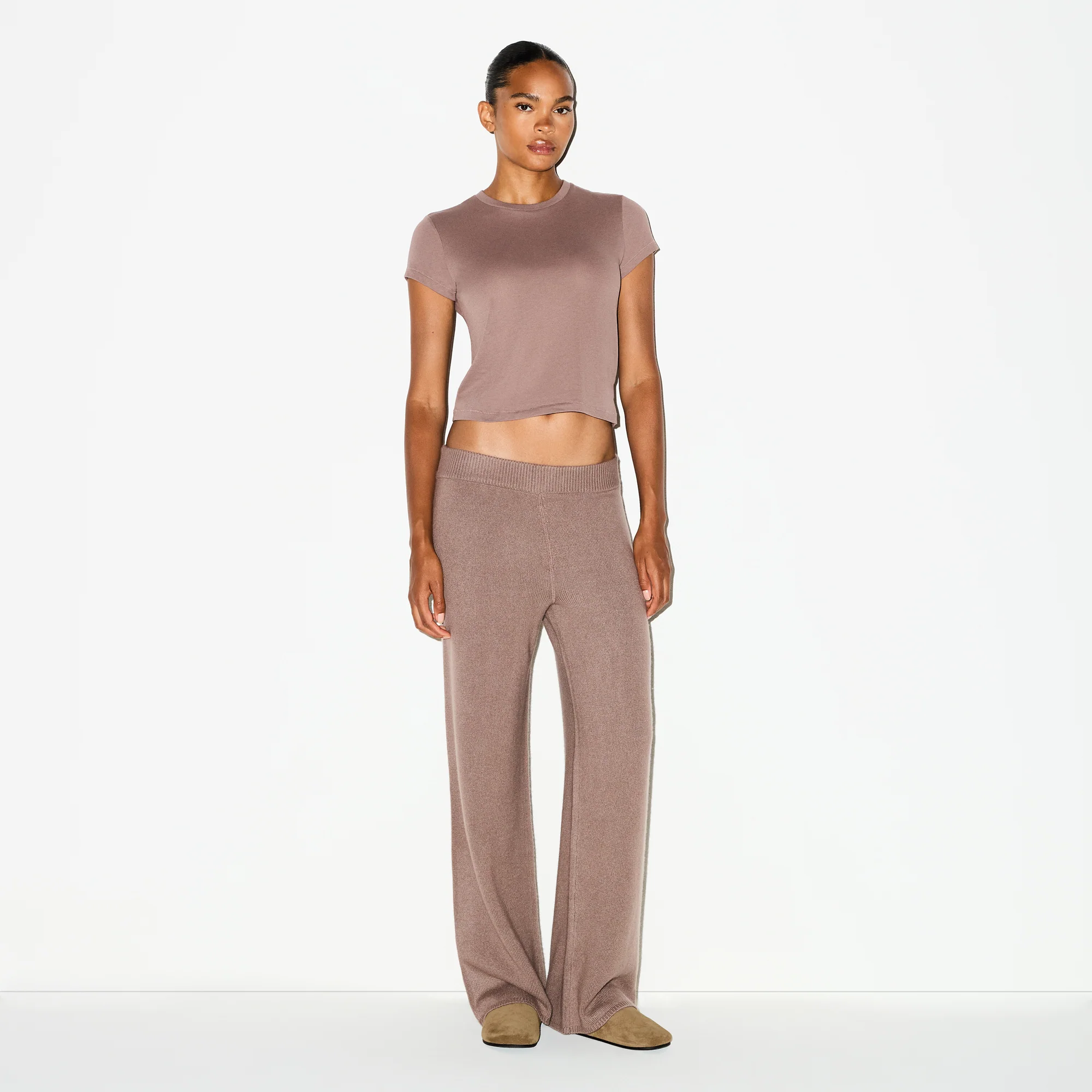 CASHMERE WIDE LEG PANT | UMBER - Image 5