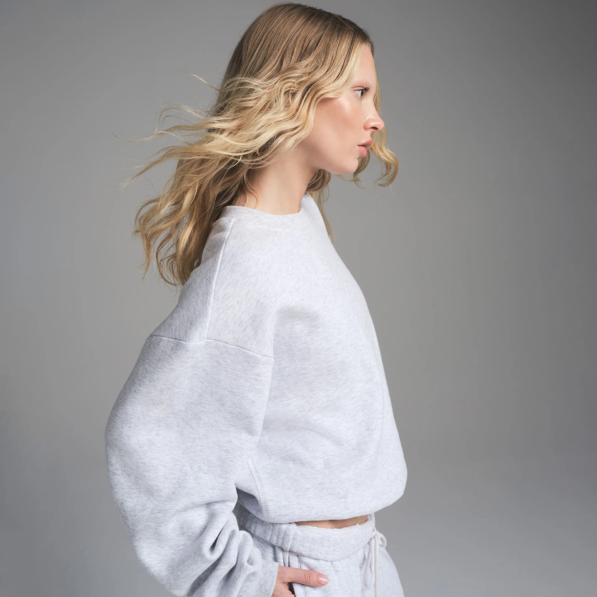 COTTON FLEECE CLASSIC CREWNECK | LIGHT HEATHER GREY - Image 3
