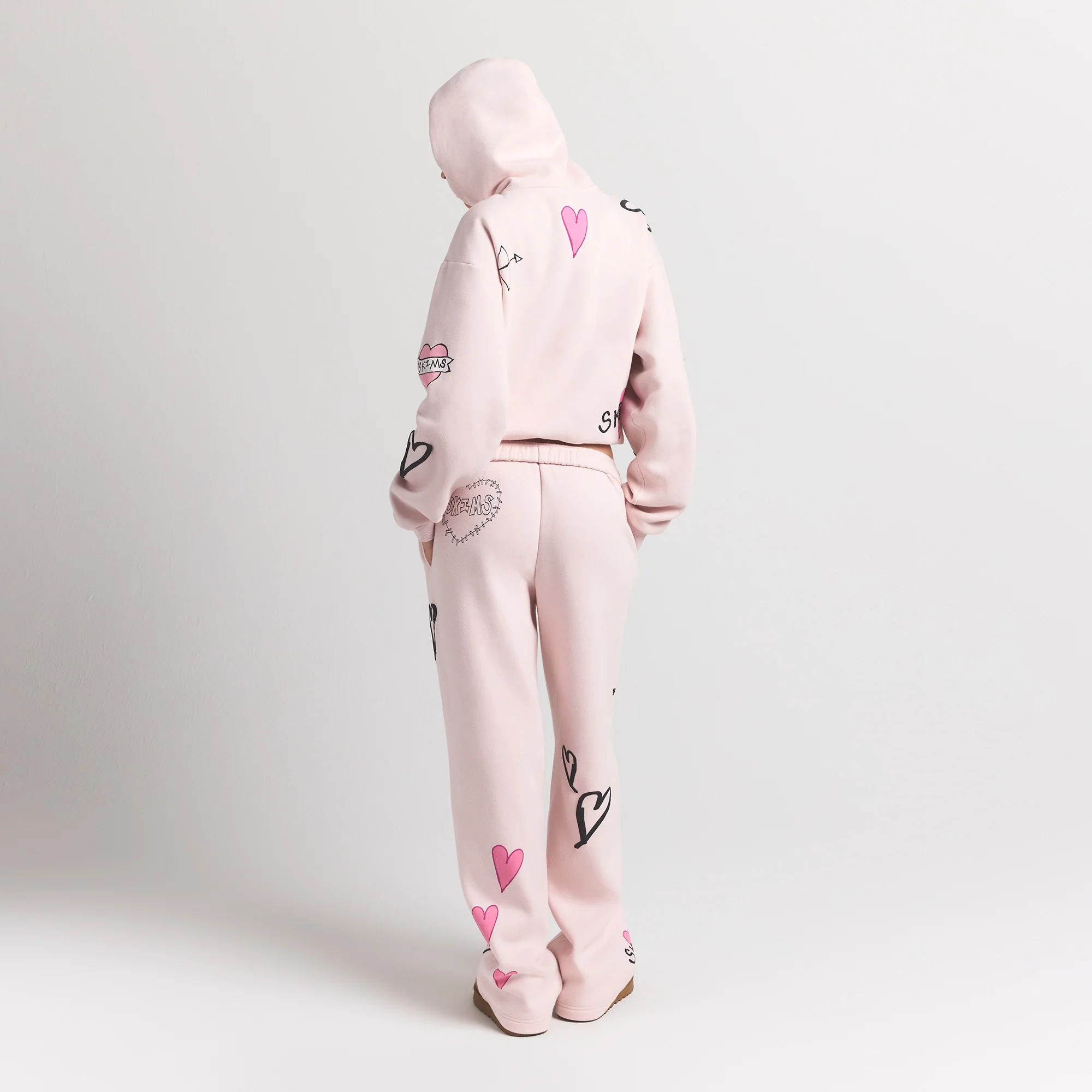 COTTON FLEECE CLASSIC HOODIE | BARELY PINK ANGEL SKETCH - Image 5