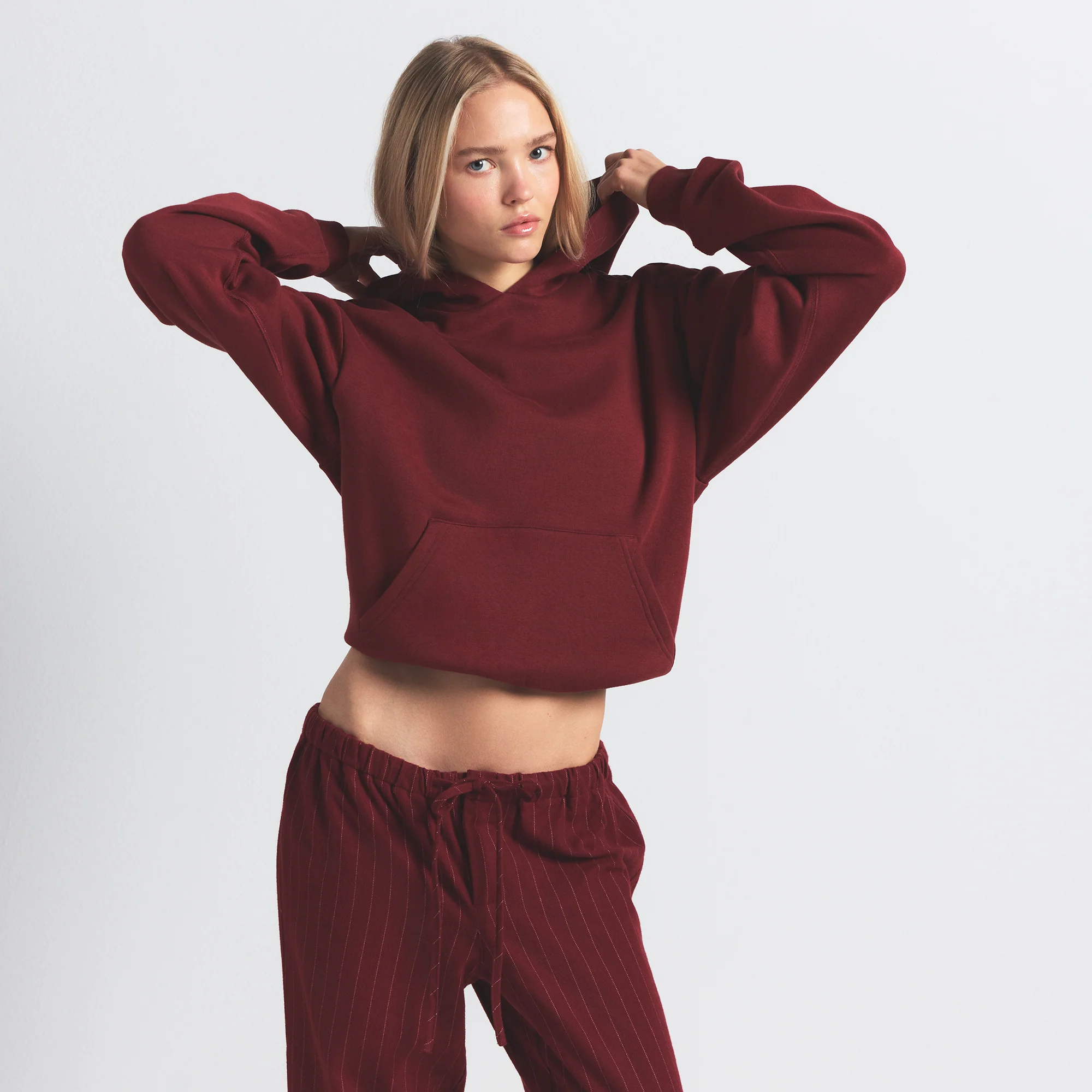 COTTON FLEECE CLASSIC HOODIE | MERLOT - Image 3