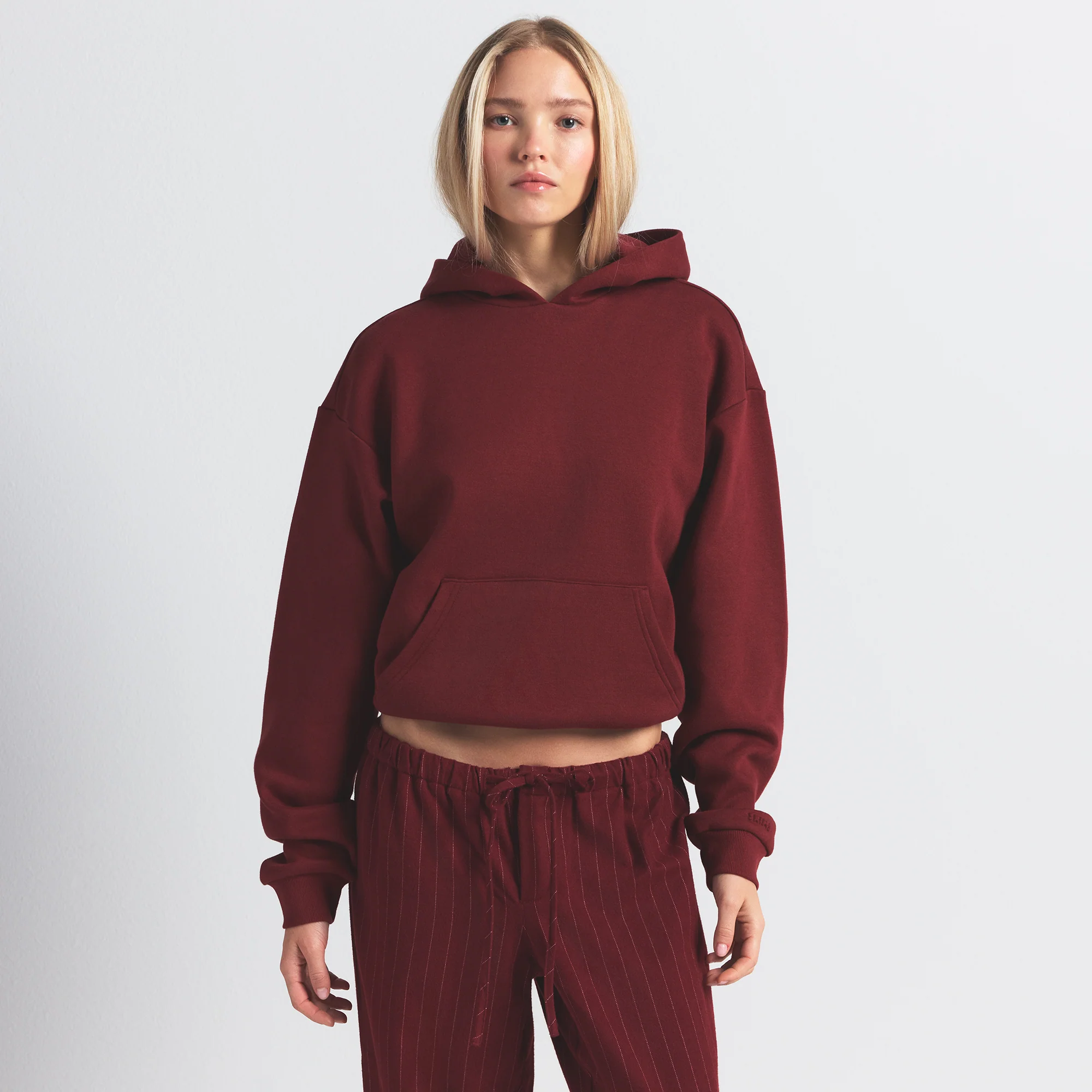 COTTON FLEECE CLASSIC HOODIE | MERLOT - Image 4