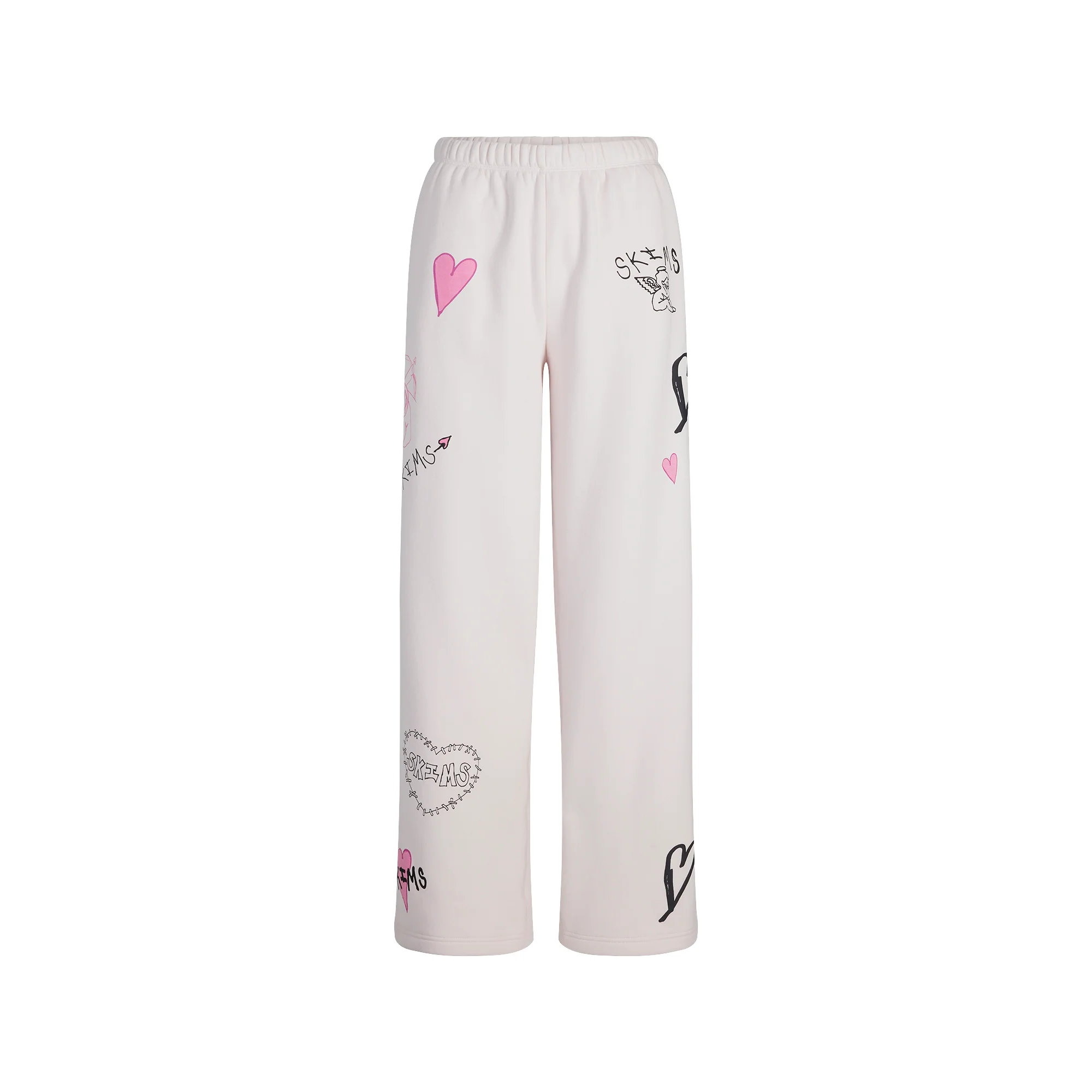 COTTON FLEECE CLASSIC STRAIGHT LEG PANT | BARELY PINK ANGEL SKETCH