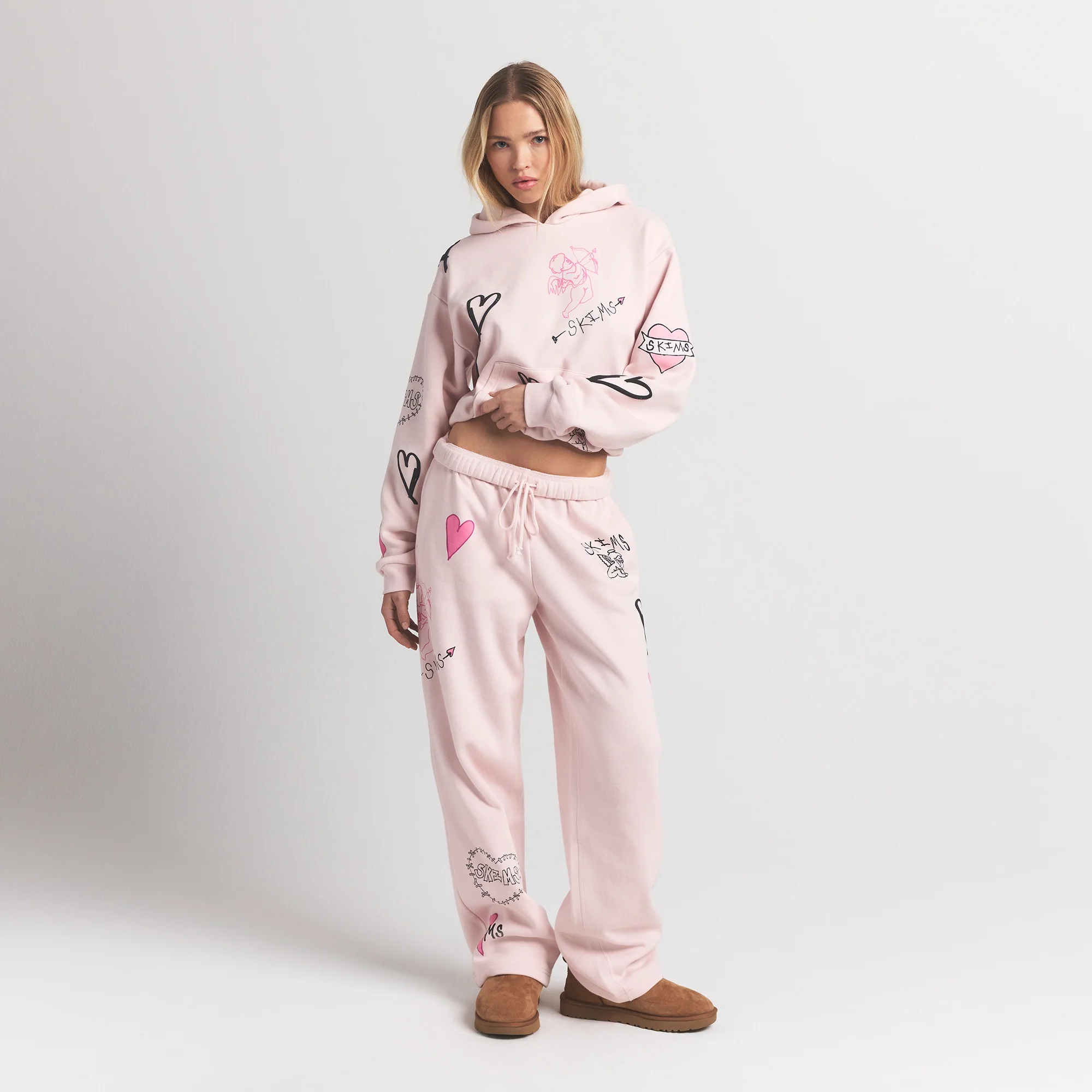 COTTON FLEECE CLASSIC STRAIGHT LEG PANT | BARELY PINK ANGEL SKETCH - Image 2
