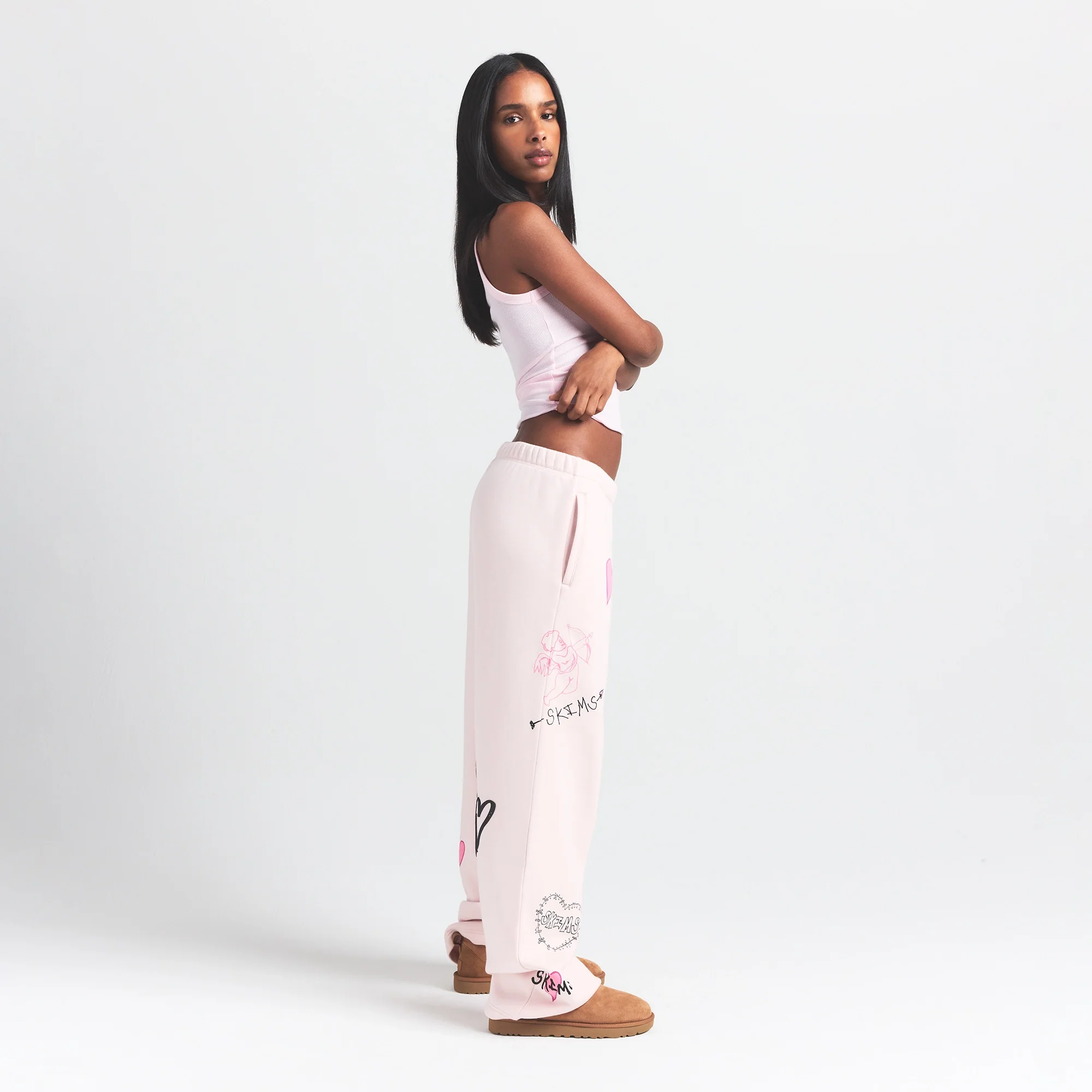 COTTON FLEECE CLASSIC STRAIGHT LEG PANT | BARELY PINK ANGEL SKETCH - Image 9