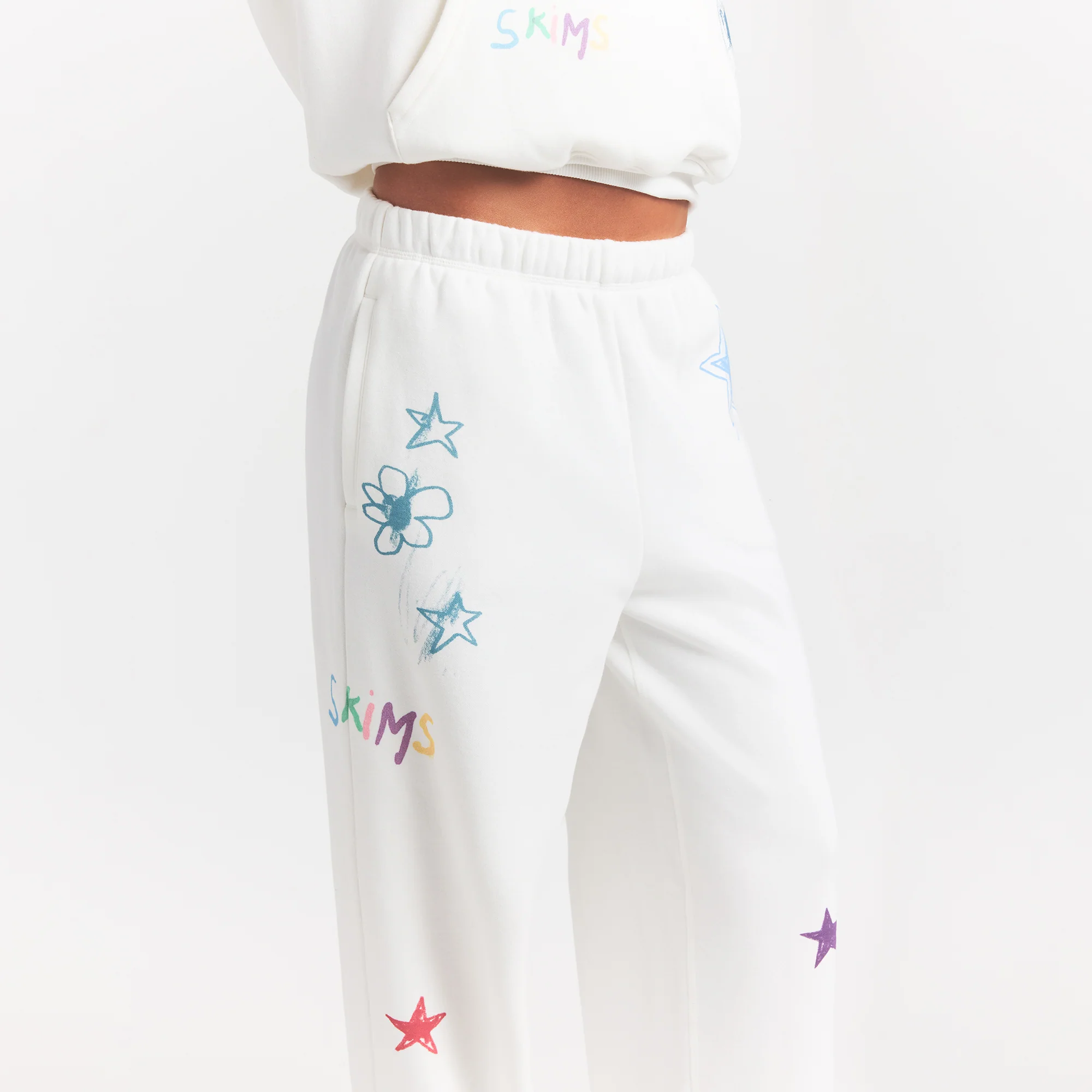 COTTON FLEECE CLASSIC STRAIGHT LEG PANT | MARBLE MULTI DOODLE PRINT - Image 4