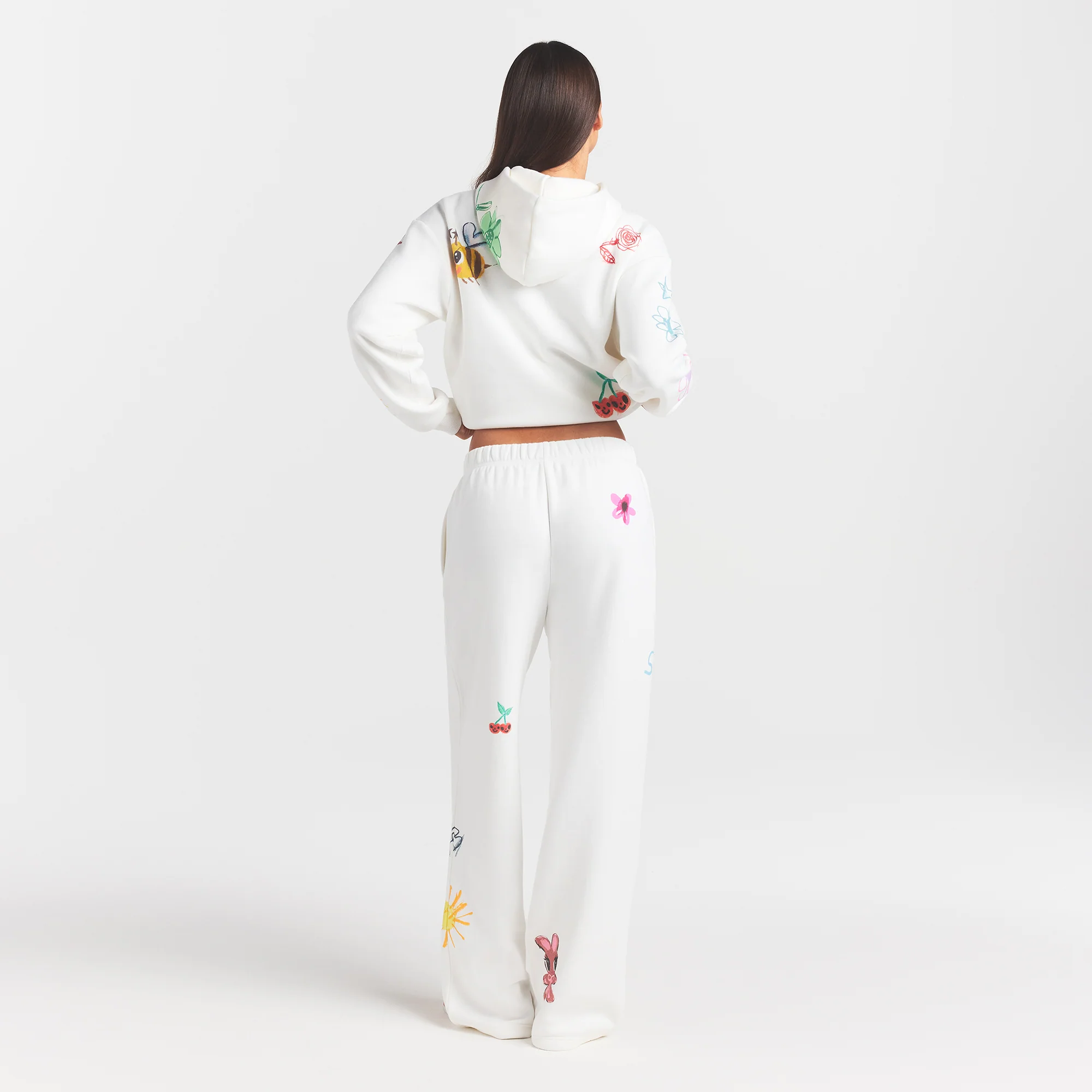COTTON FLEECE CLASSIC STRAIGHT LEG PANT | MARBLE MULTI DOODLE PRINT - Image 6