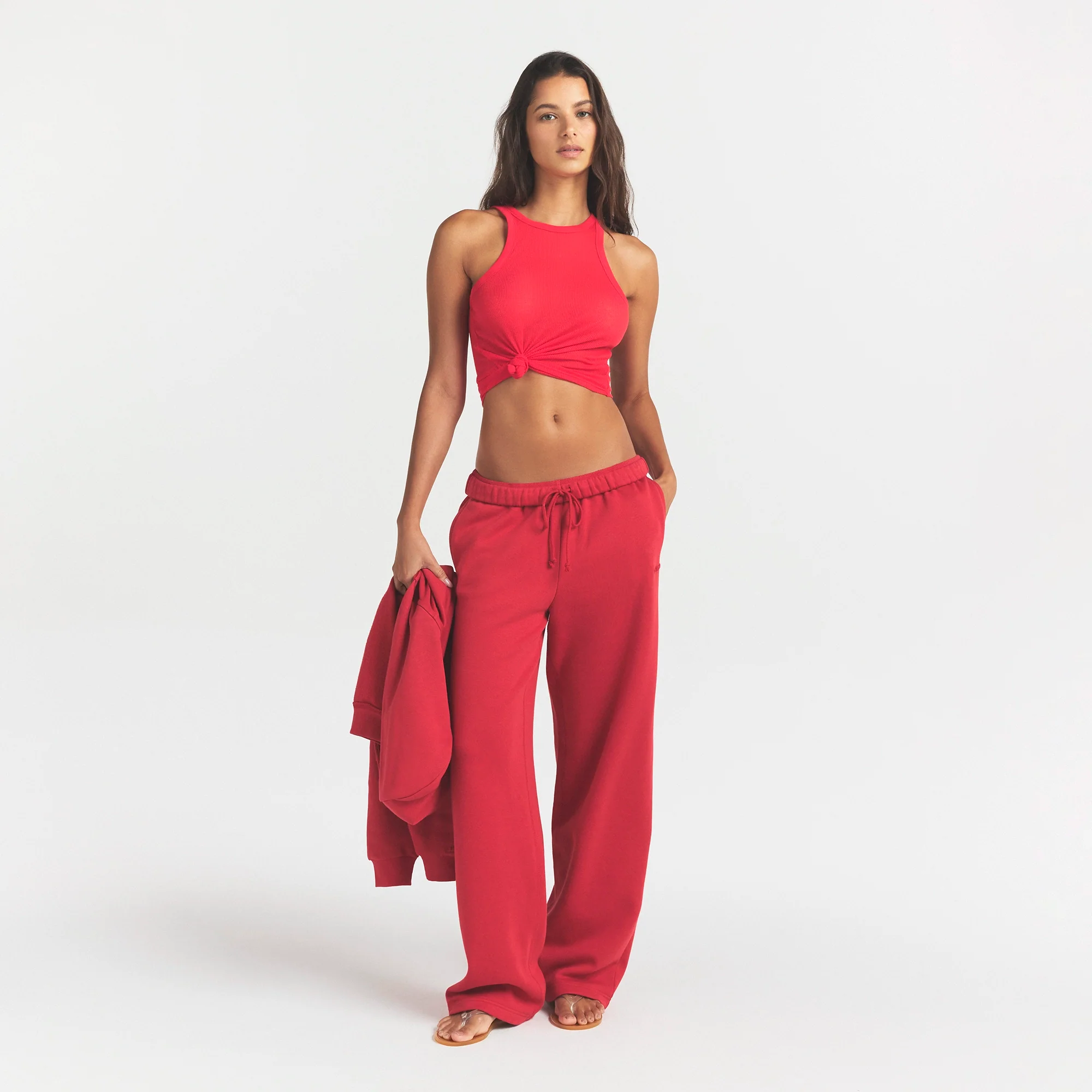 COTTON FLEECE CLASSIC STRAIGHT LEG PANT | WASHED RED - Image 2