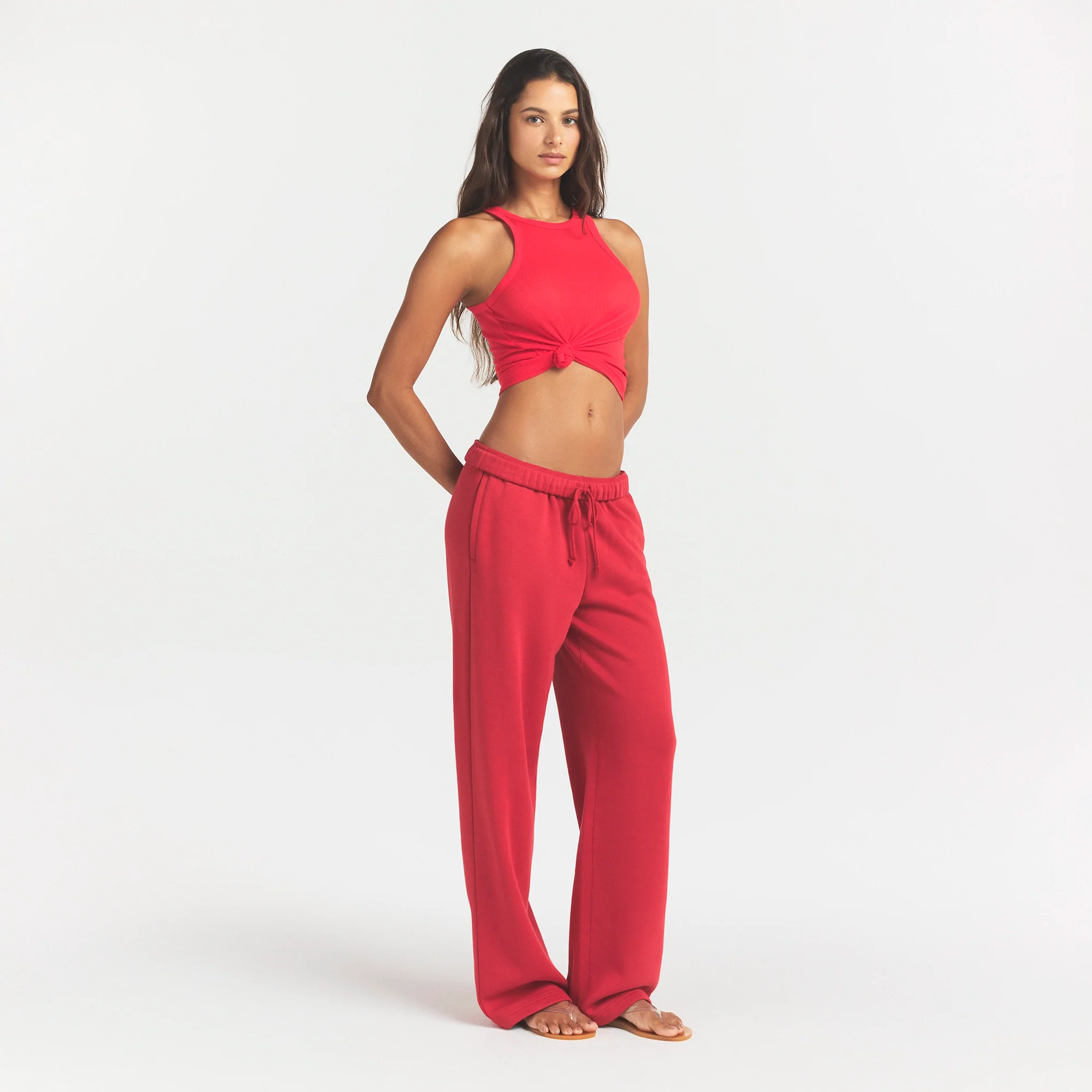COTTON FLEECE CLASSIC STRAIGHT LEG PANT | WASHED RED - Image 3
