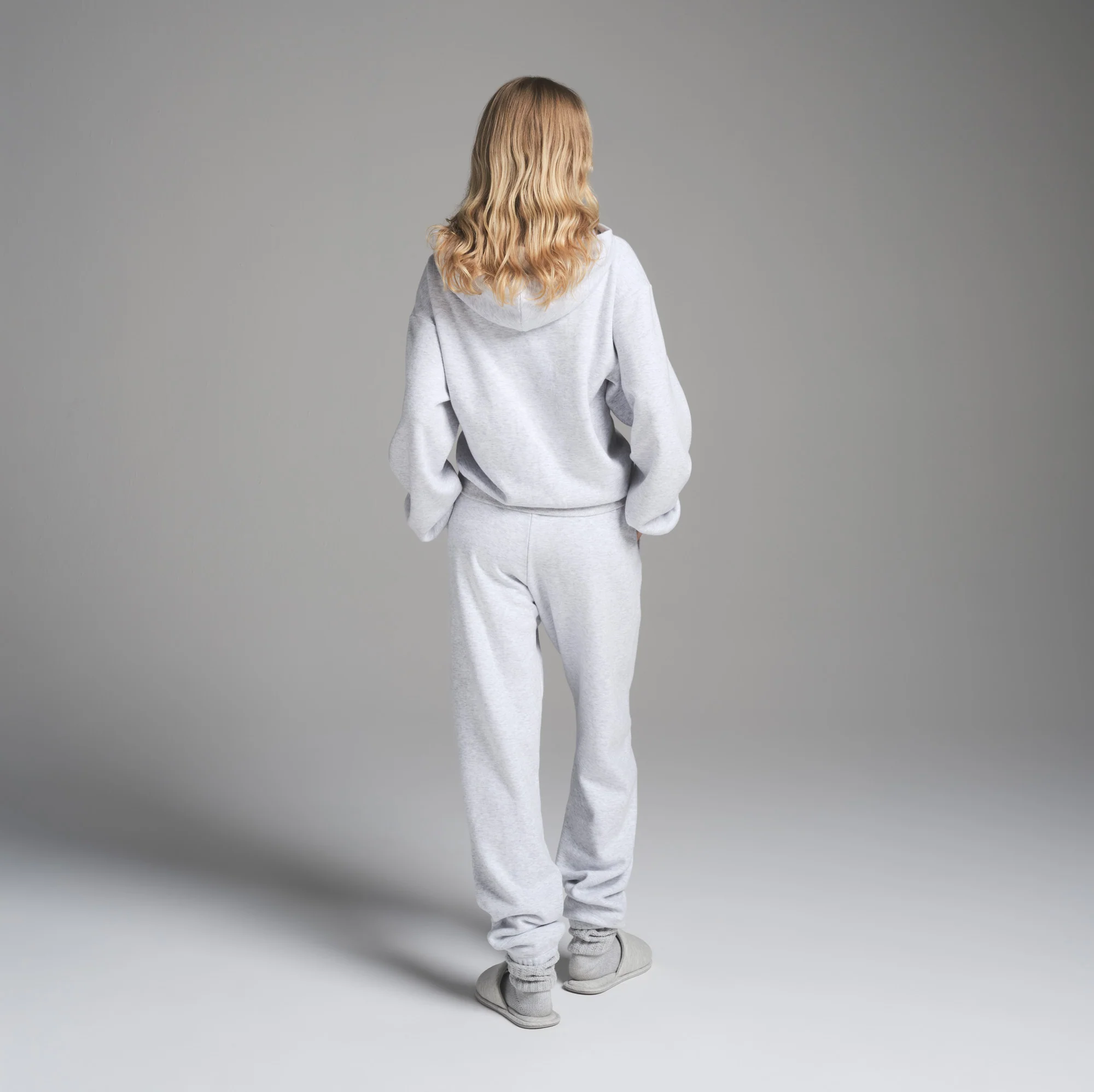 COTTON FLEECE CLASSIC ZIP UP HOODIE | LIGHT HEATHER GREY - Image 5