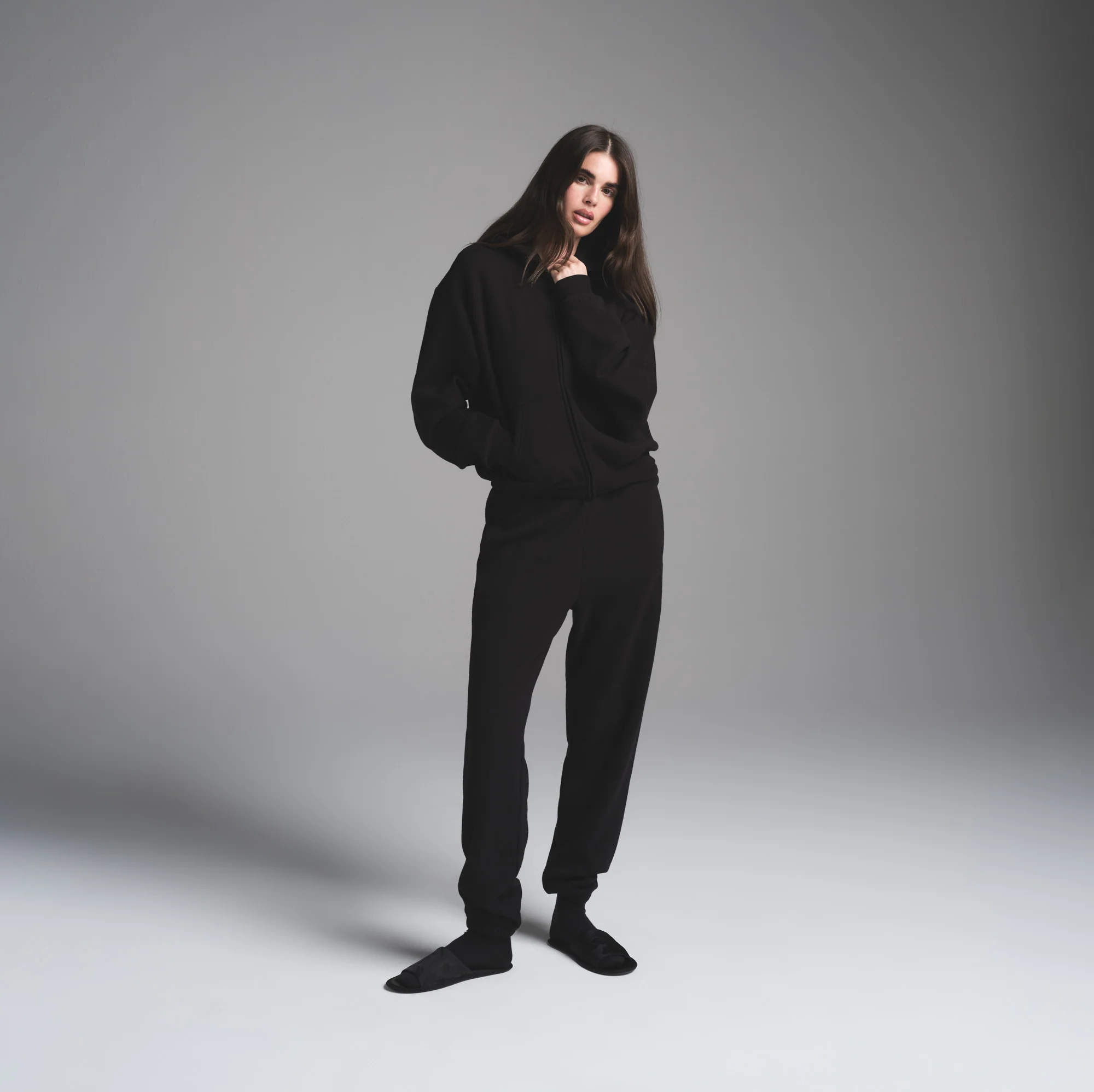 COTTON FLEECE CLASSIC ZIP UP HOODIE | ONYX - Image 3
