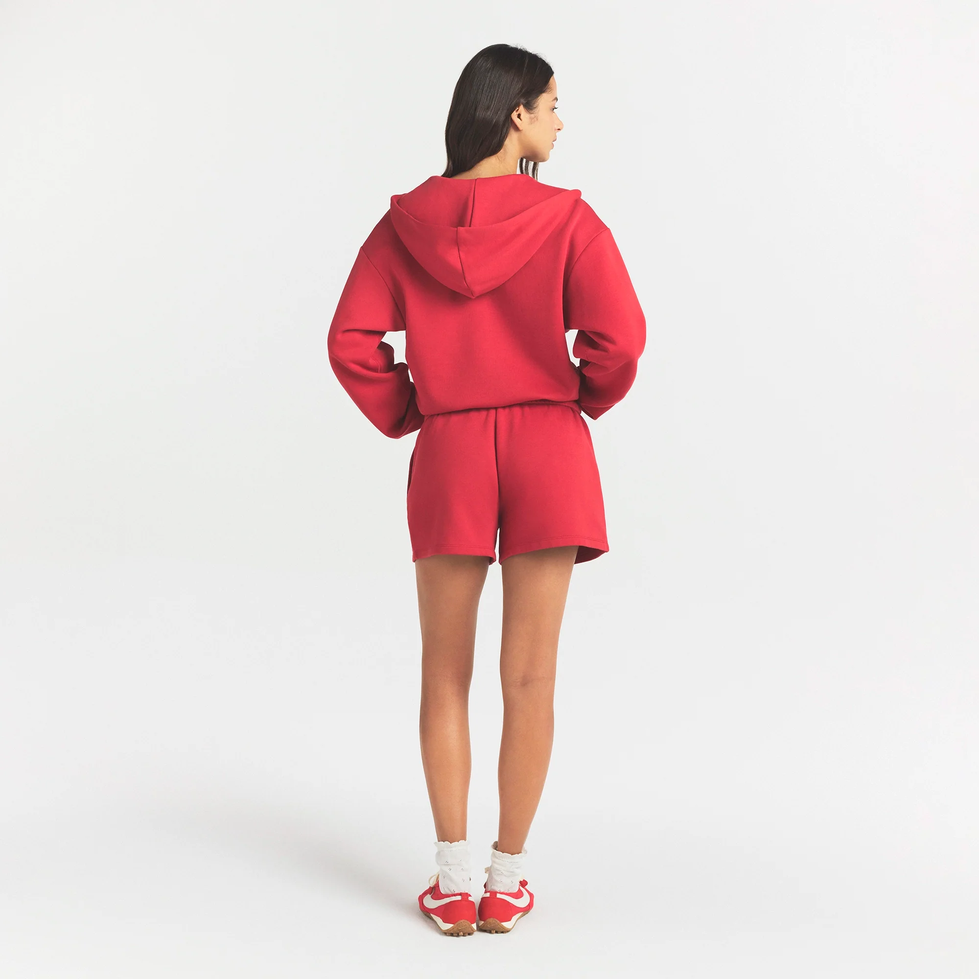 COTTON FLEECE CLASSIC ZIP UP HOODIE | WASHED RED - Image 4