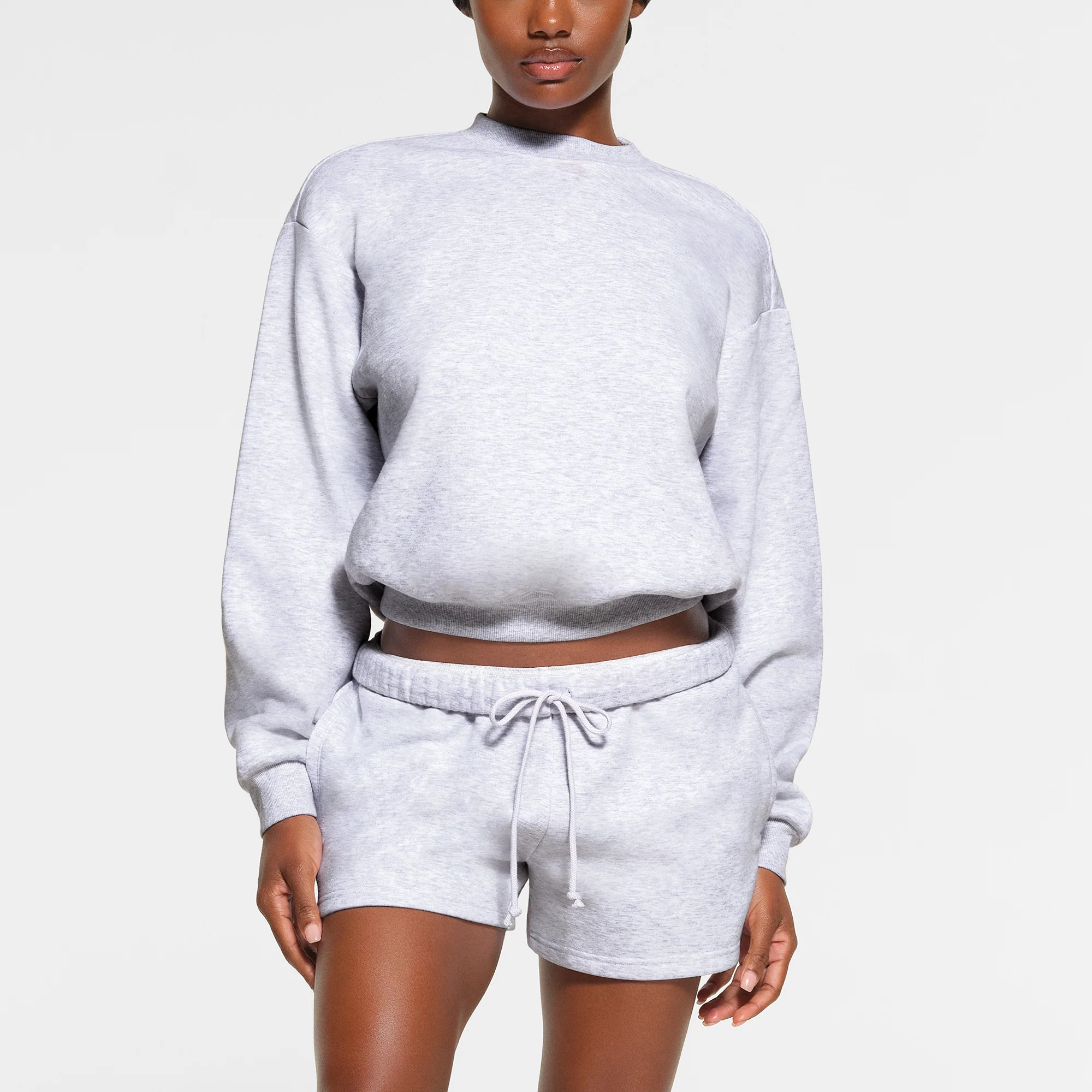 COTTON FLEECE CREWNECK | LIGHT HEATHER GREY - Image 2