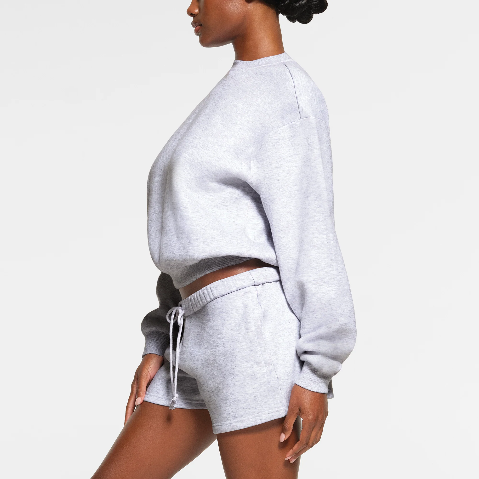 COTTON FLEECE CREWNECK | LIGHT HEATHER GREY - Image 3