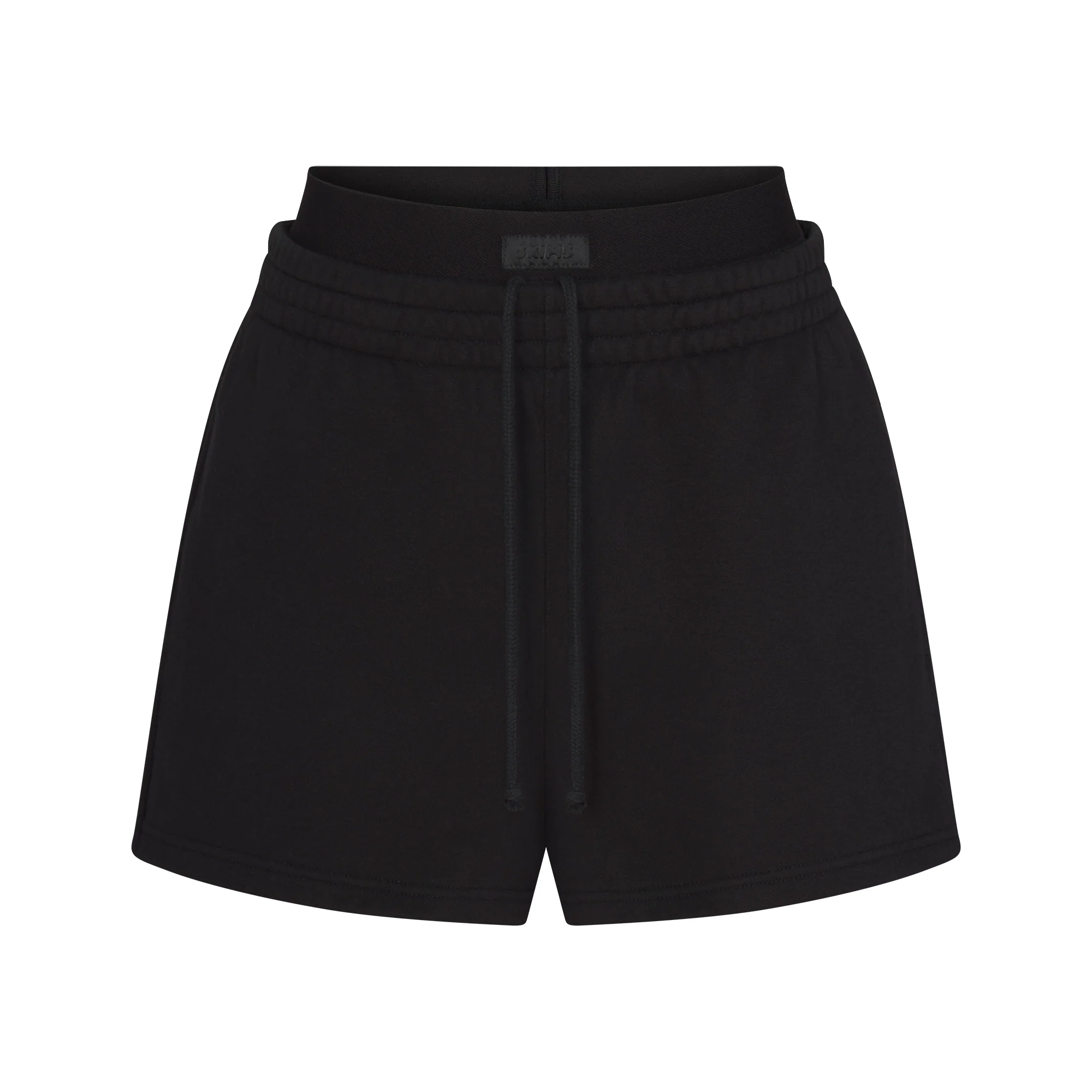 COTTON FLEECE DOUBLE WAISTBAND SHORT | ONYX