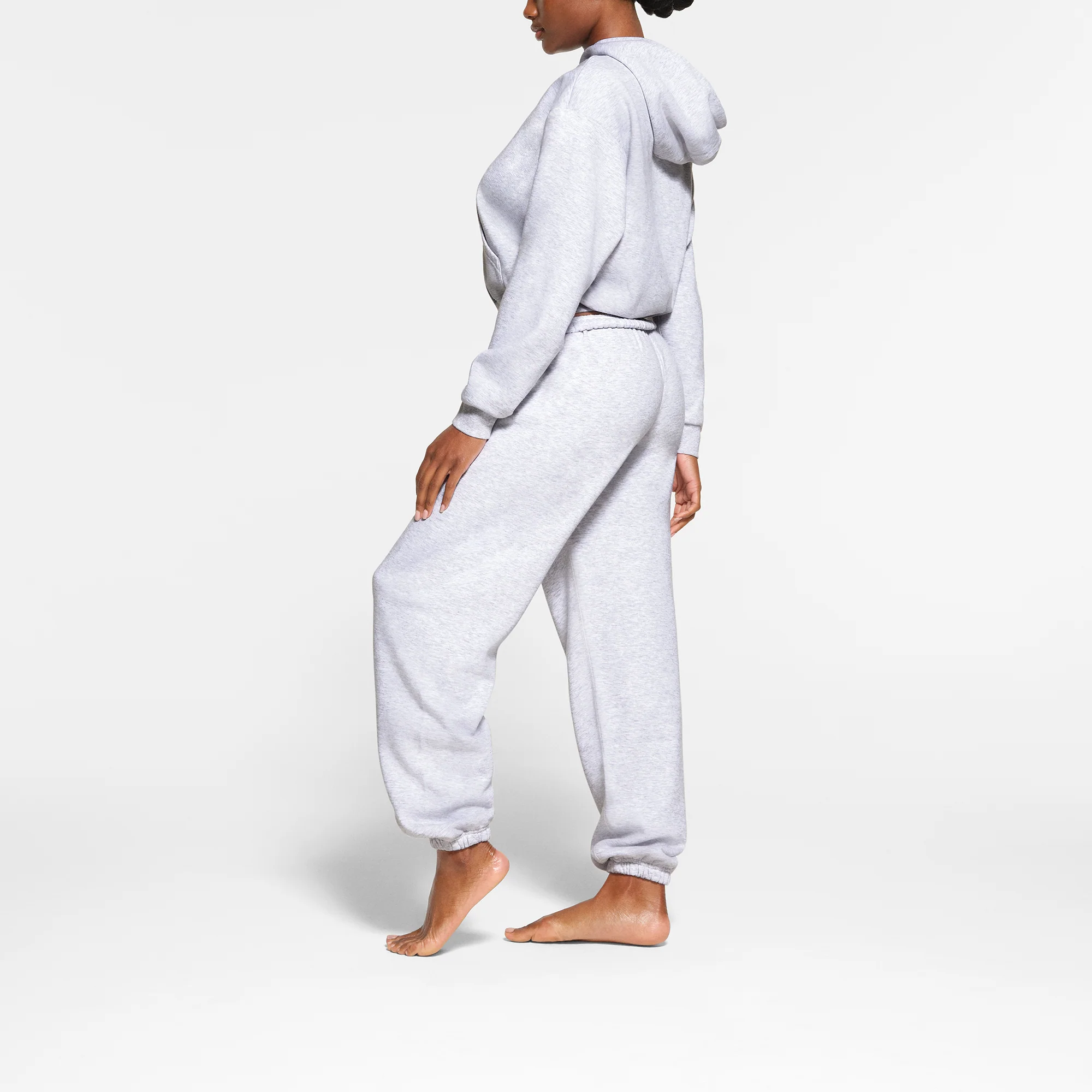 COTTON FLEECE HOODIE | LIGHT HEATHER GREY - Image 3