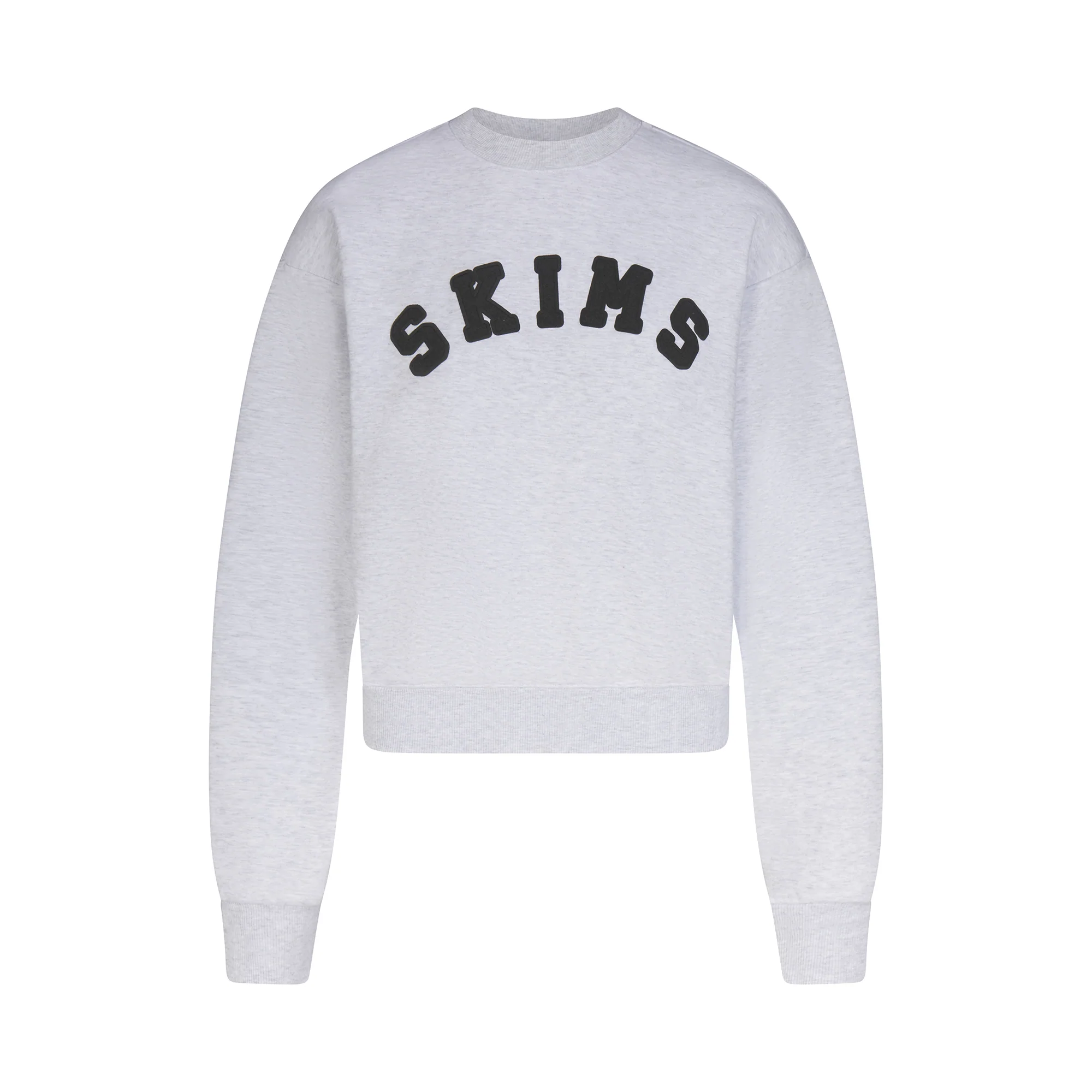 COTTON FLEECE LOGO CLASSIC CREWNECK | ONYX ARCHED LOGO PATCH