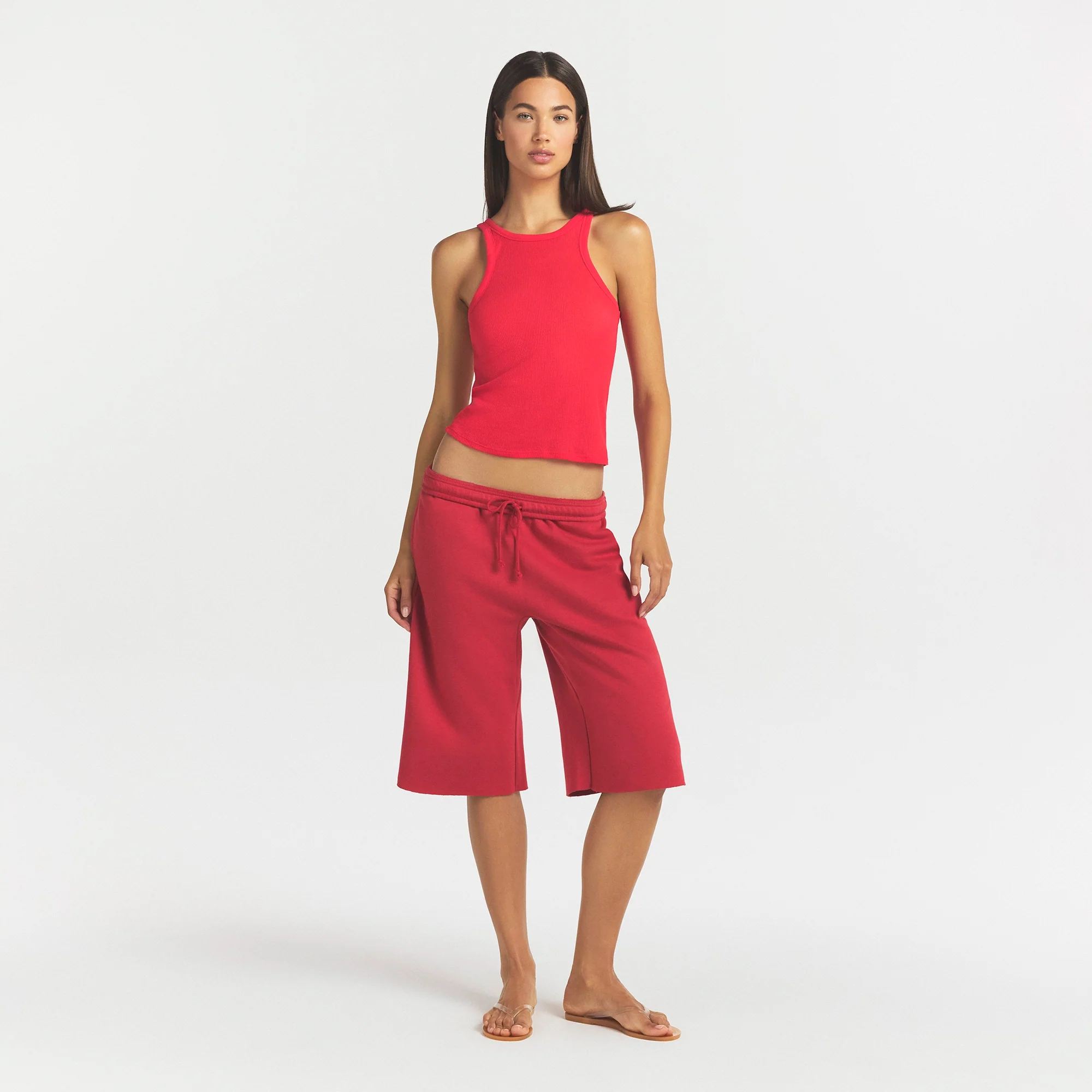 COTTON FLEECE LONG SHORT | WASHED RED - Image 2