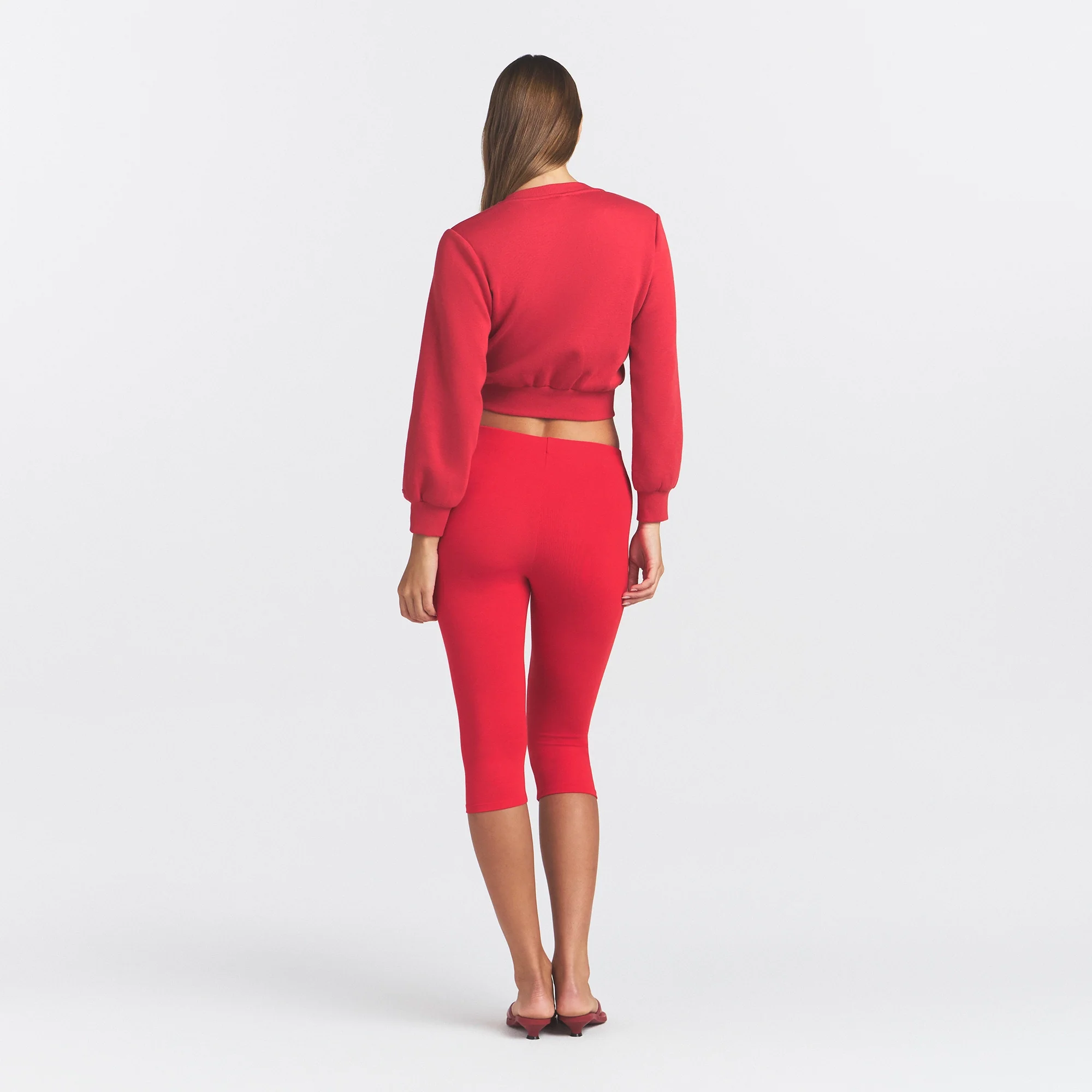 COTTON FLEECE SHRUNKEN CARDIGAN | WASHED RED - Image 5