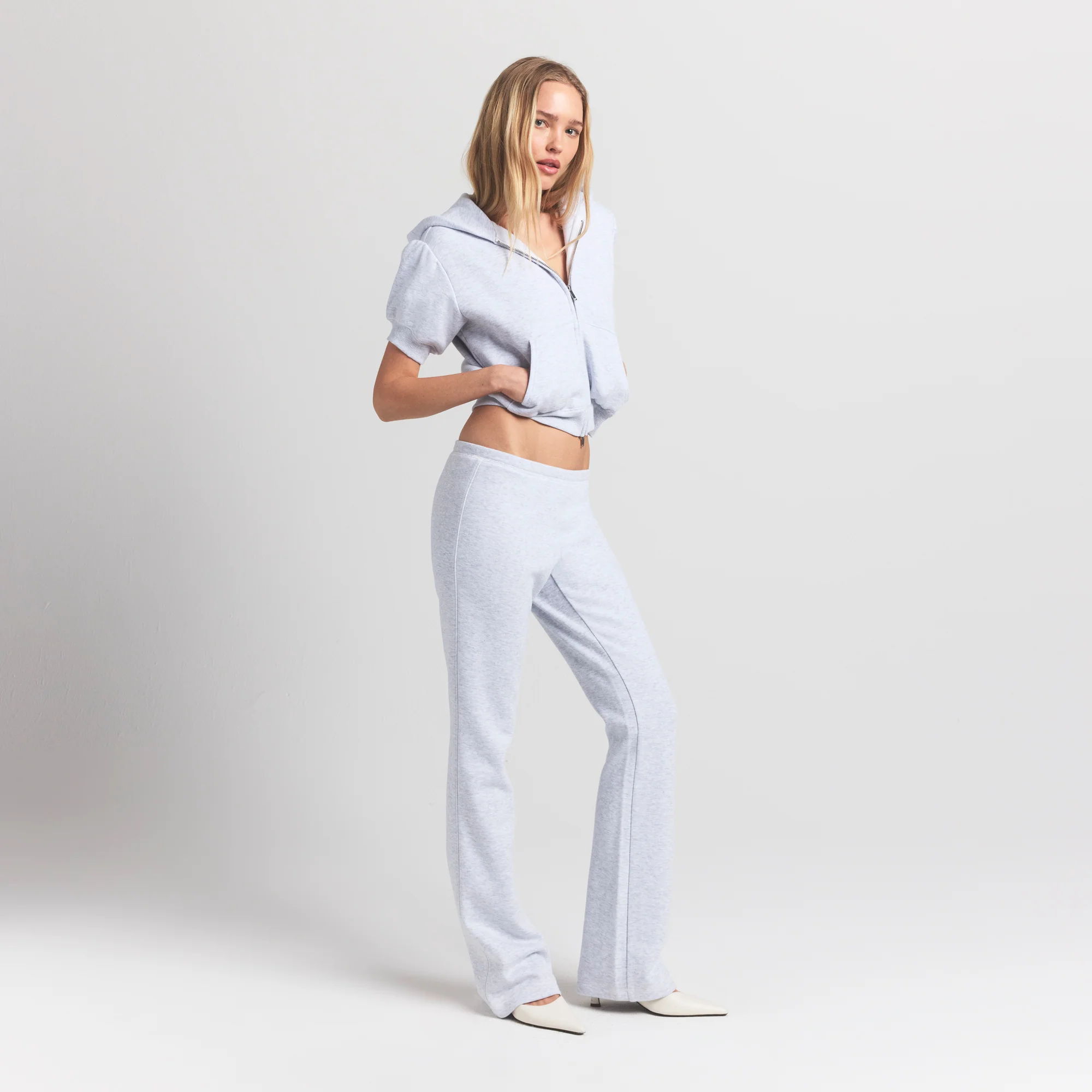 COTTON FLEECE SLIM PANT | LIGHT HEATHER GREY - Image 4