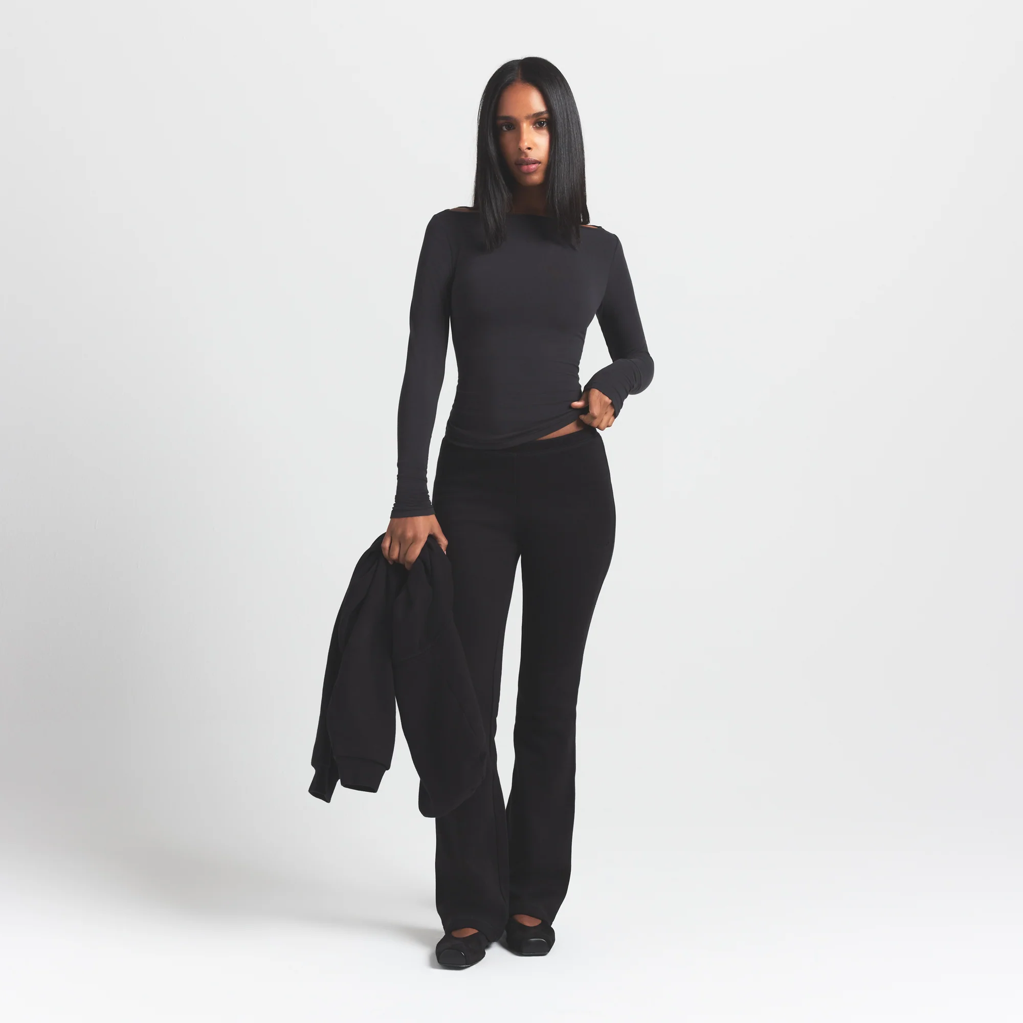 COTTON FLEECE SLIM PANT | ONYX - Image 2