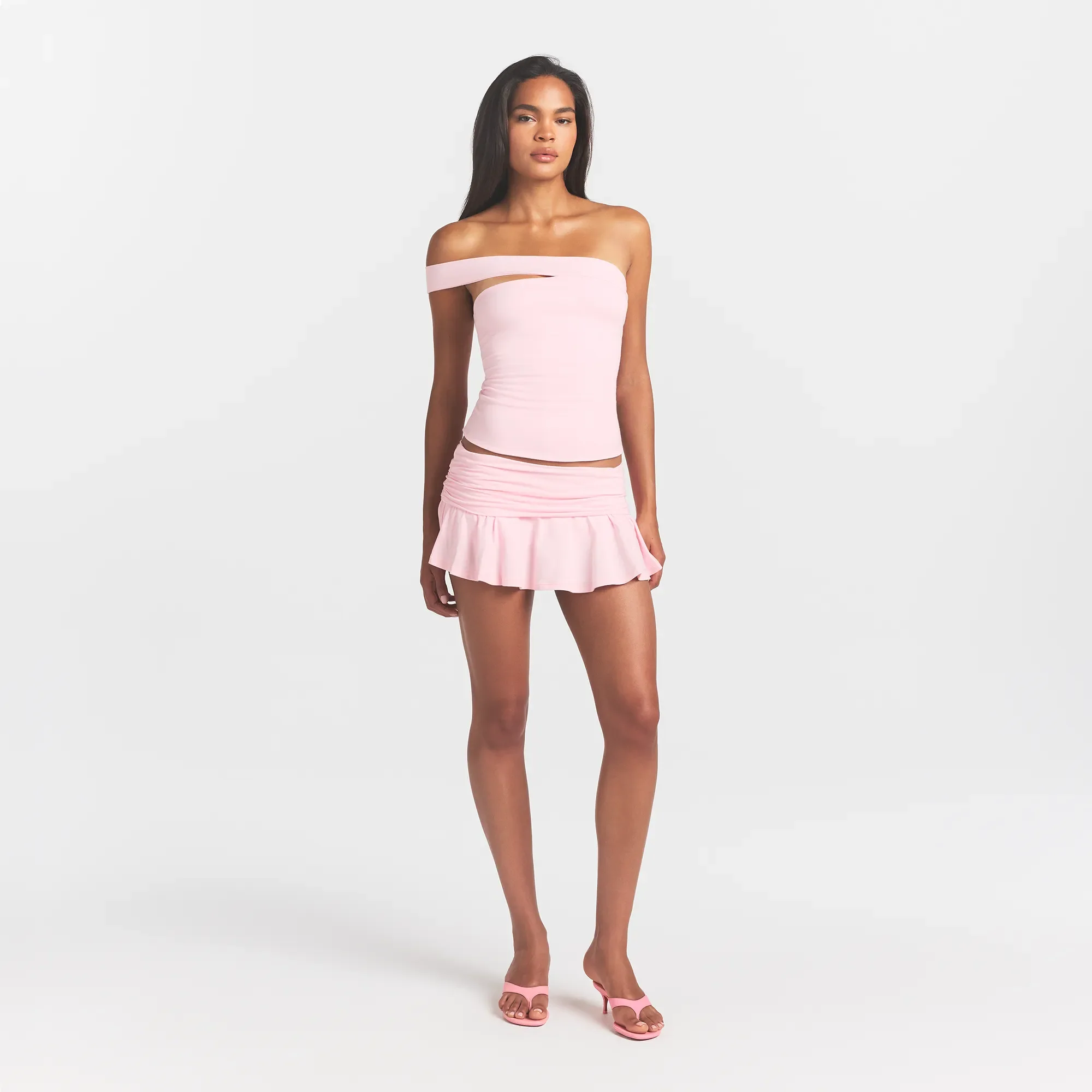 COTTON JERSEY ASYMMETRICAL TOP | CHERRY BLOSSOM - Image 2