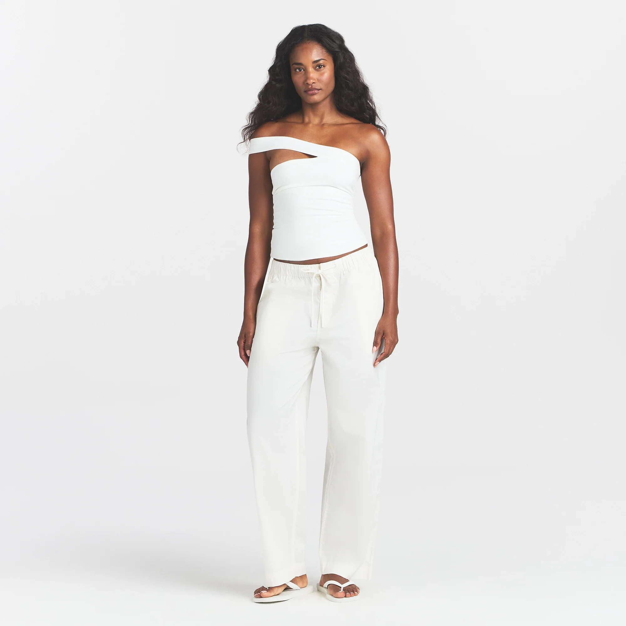 COTTON JERSEY ASYMMETRICAL TOP | MARBLE - Image 2