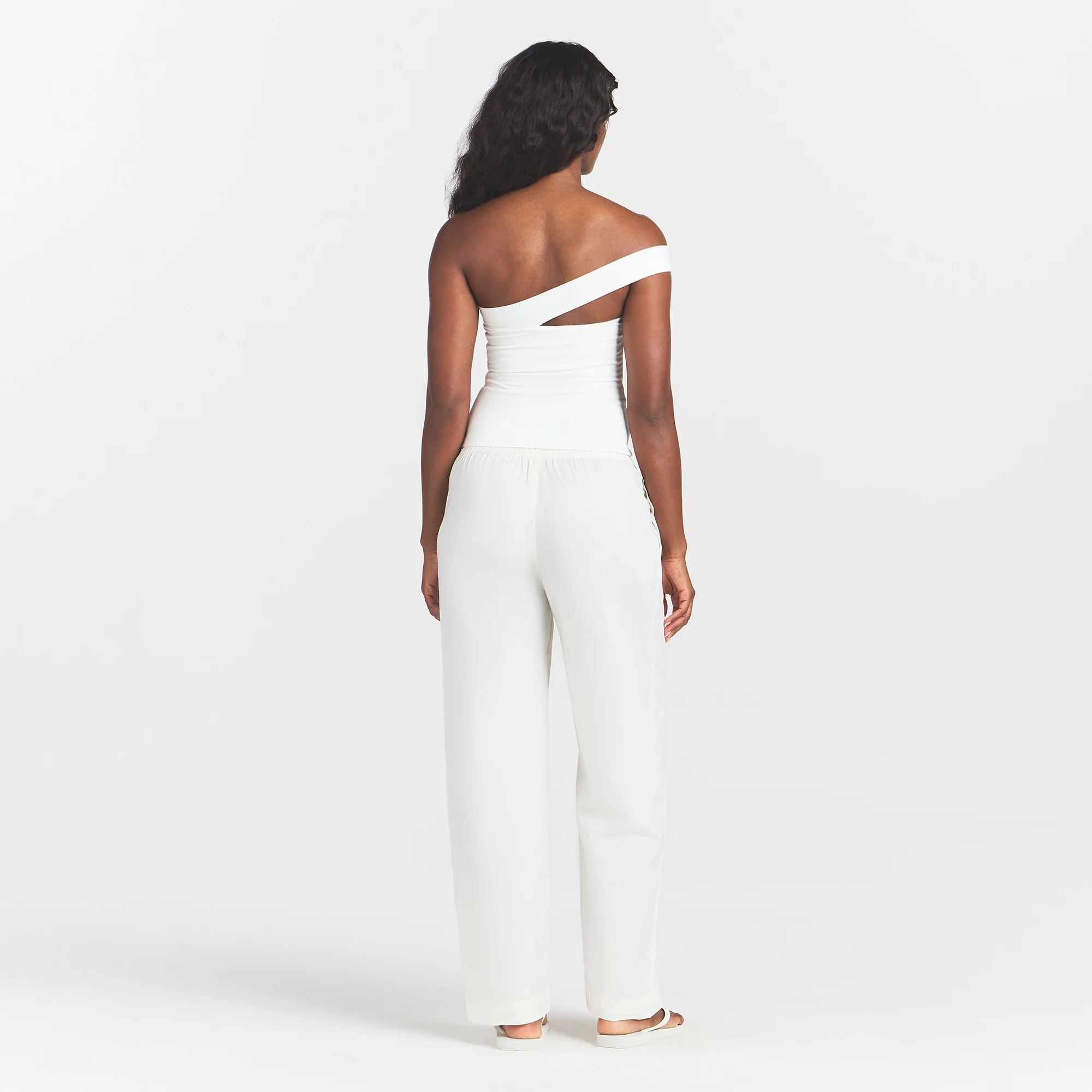 COTTON JERSEY ASYMMETRICAL TOP | MARBLE - Image 4