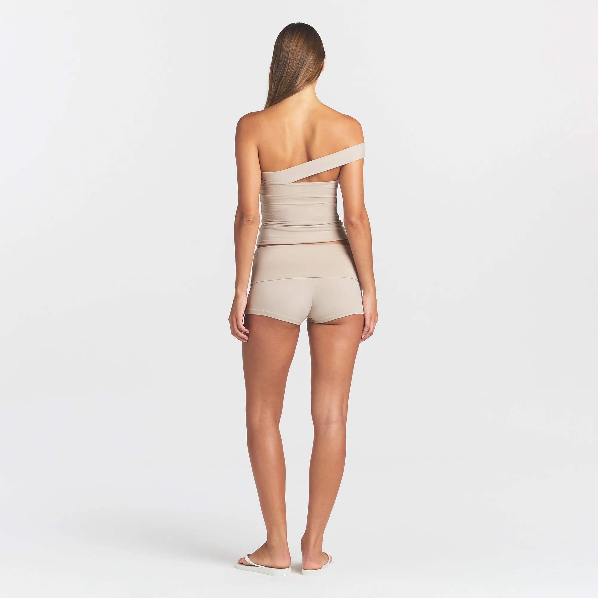 COTTON JERSEY ASYMMETRICAL TOP | STONE - Image 4