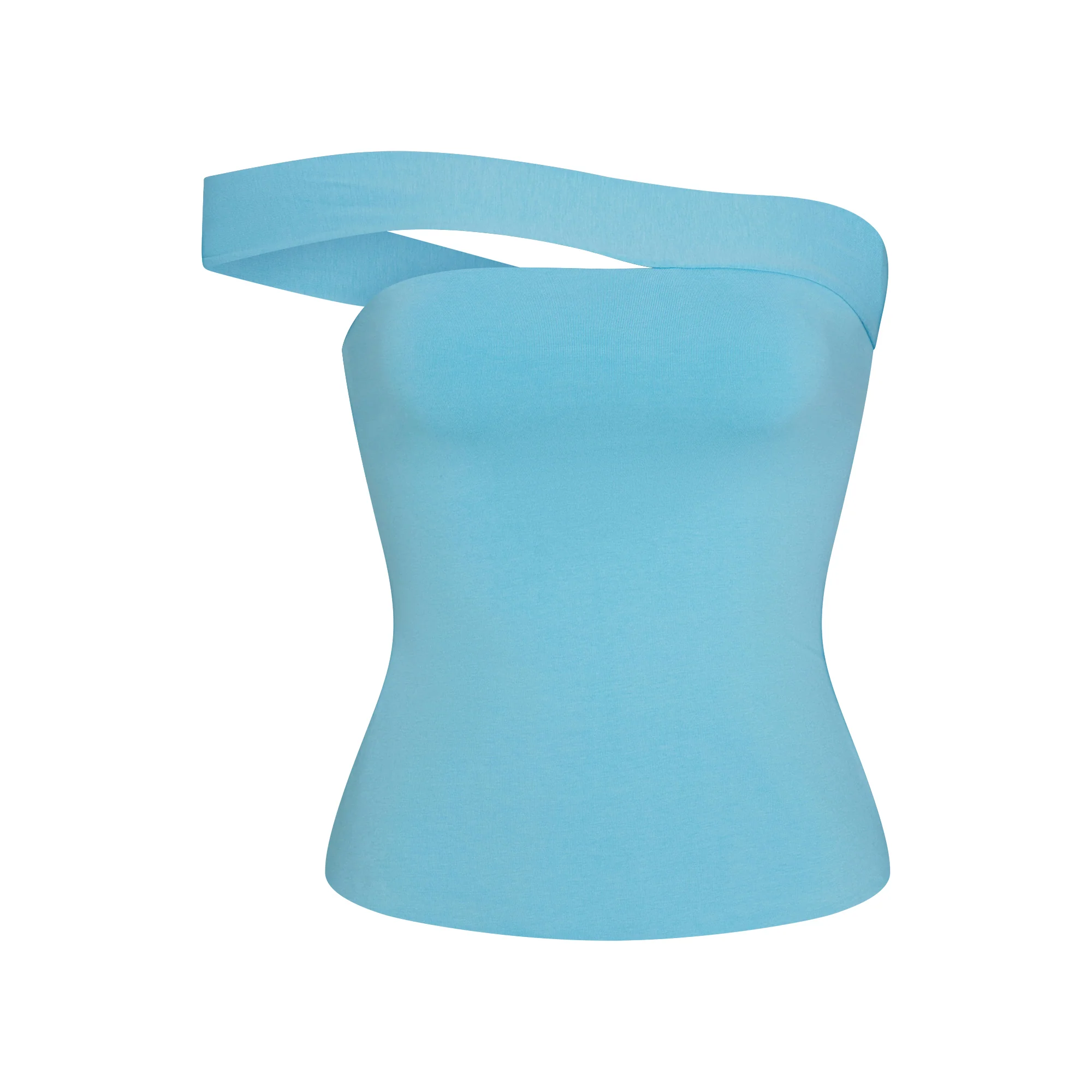 COTTON JERSEY ASYMMETRICAL TOP | WATER