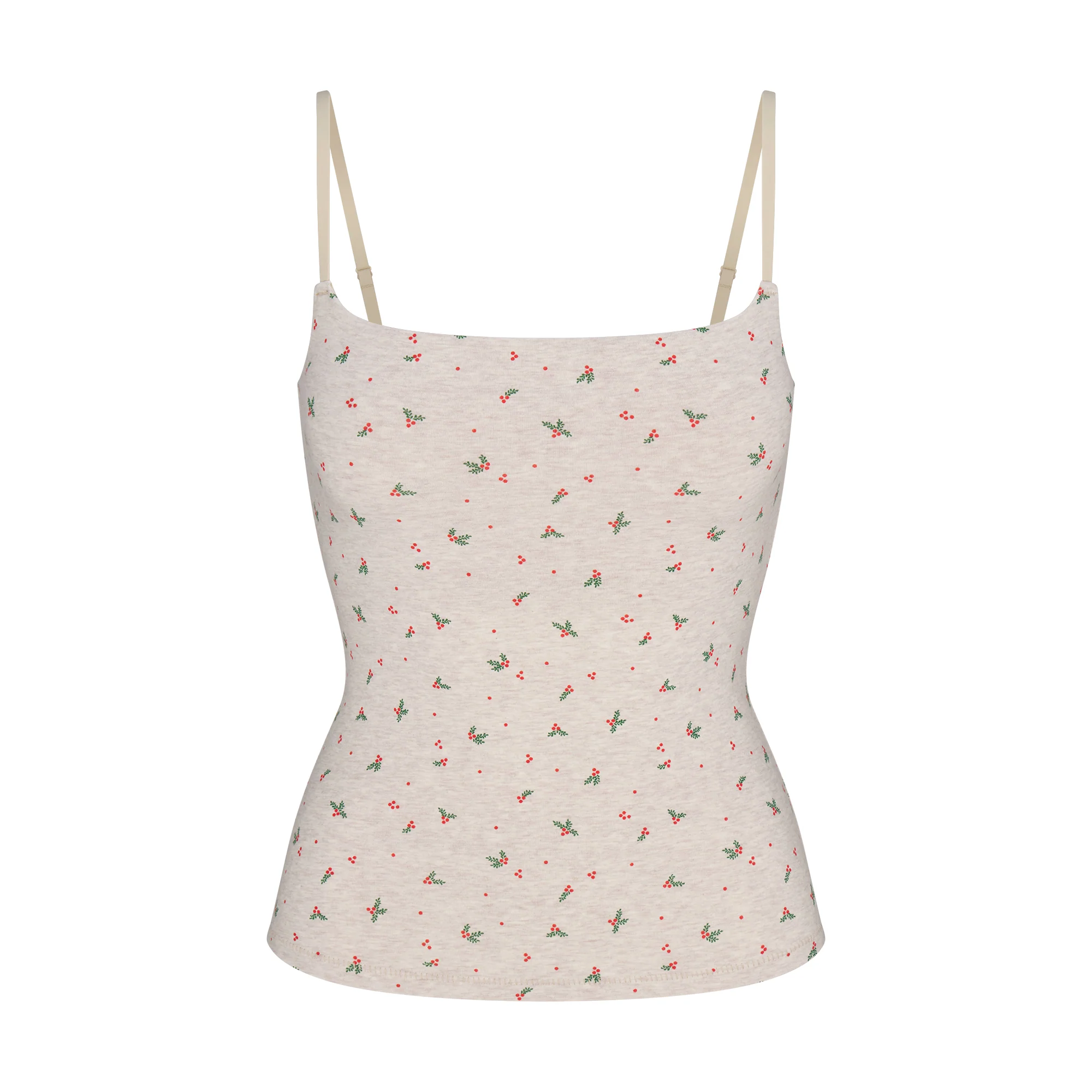 COTTON JERSEY CAMI | OATMEAL HEATHER HOLLY PRINT