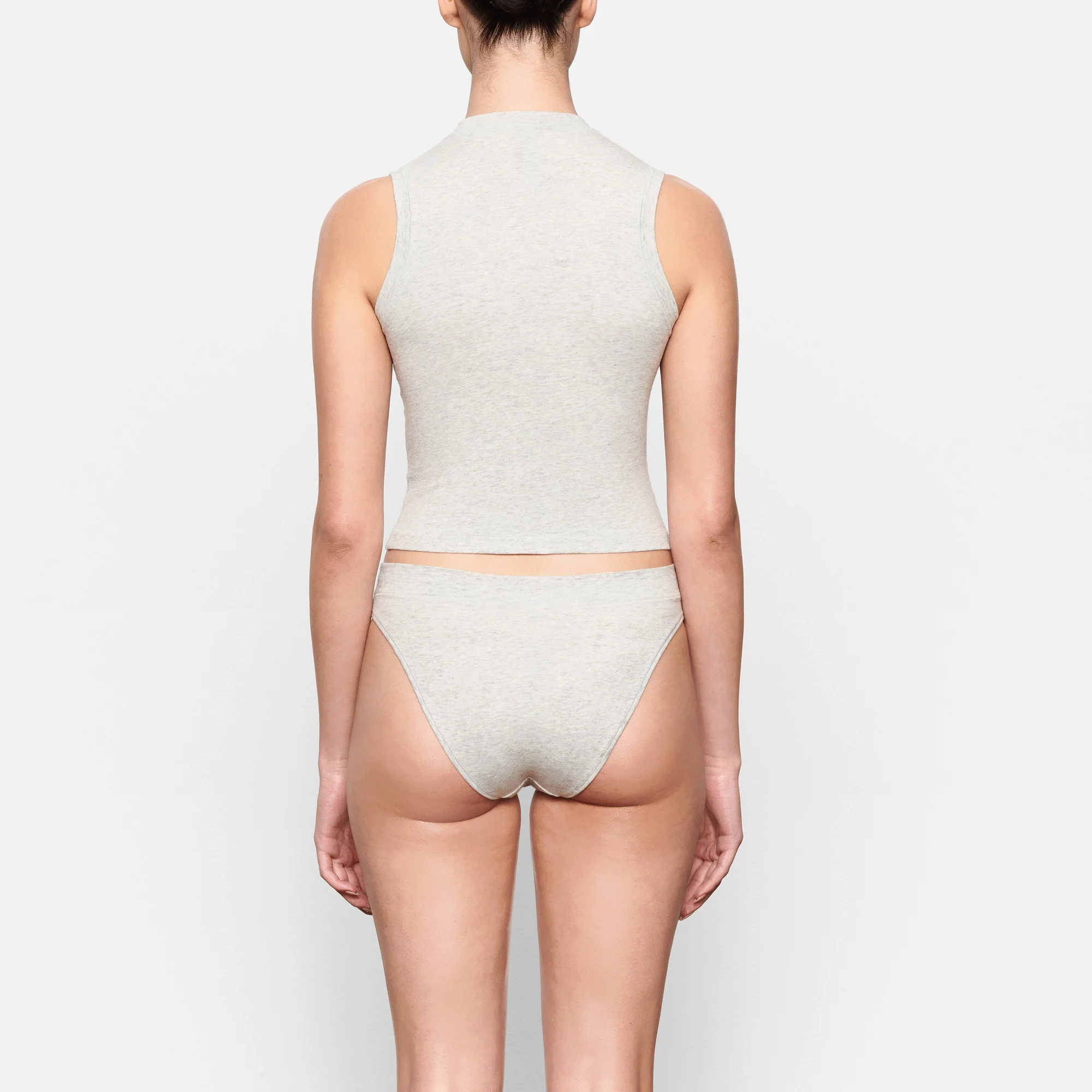 COTTON JERSEY CHEEKY TANGA | LIGHT HEATHER GREY - Image 4