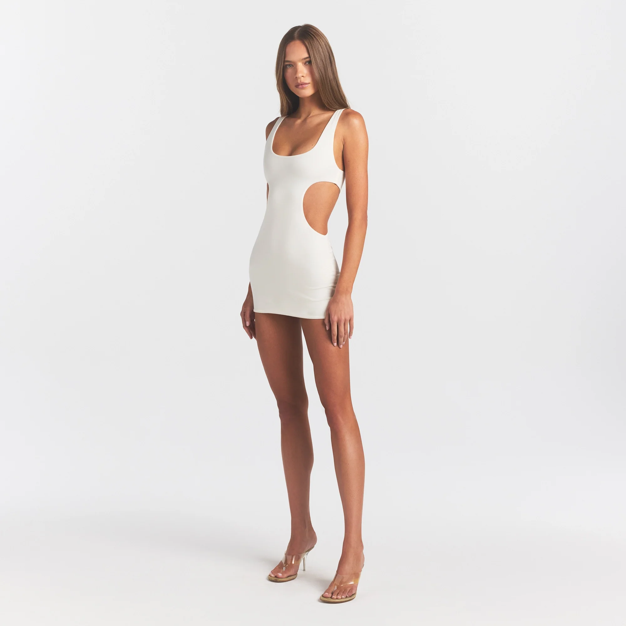 COTTON JERSEY CUT OUT MINI DRESS | MARBLE - Image 3