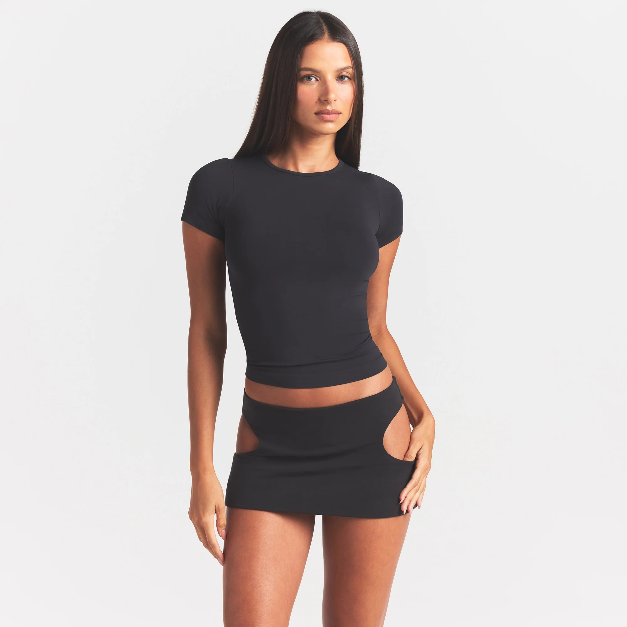 COTTON JERSEY CUT OUT MINI SKIRT | SOOT - Image 3
