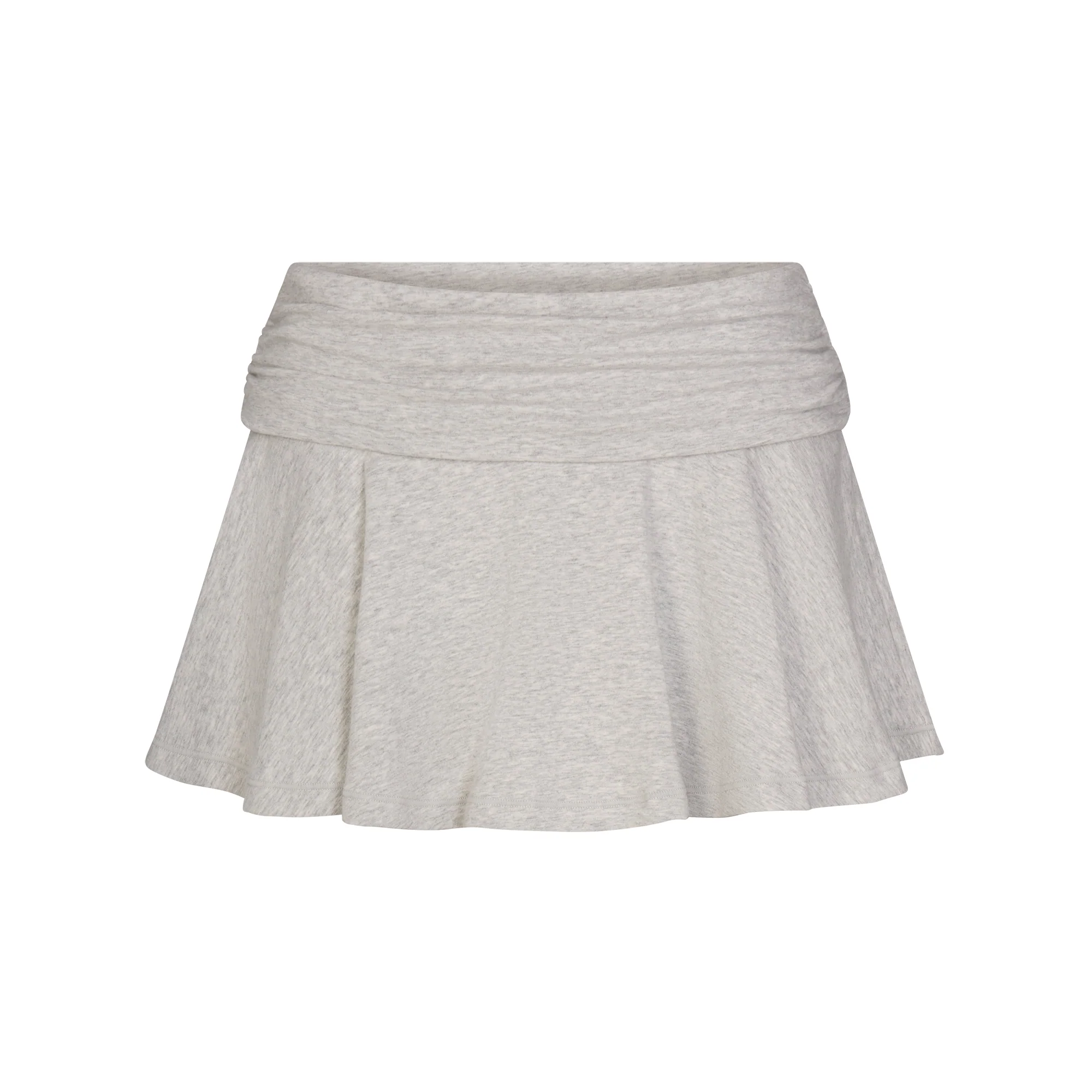 COTTON JERSEY FOLDOVER MINI SKORT | LIGHT HEATHER GREY
