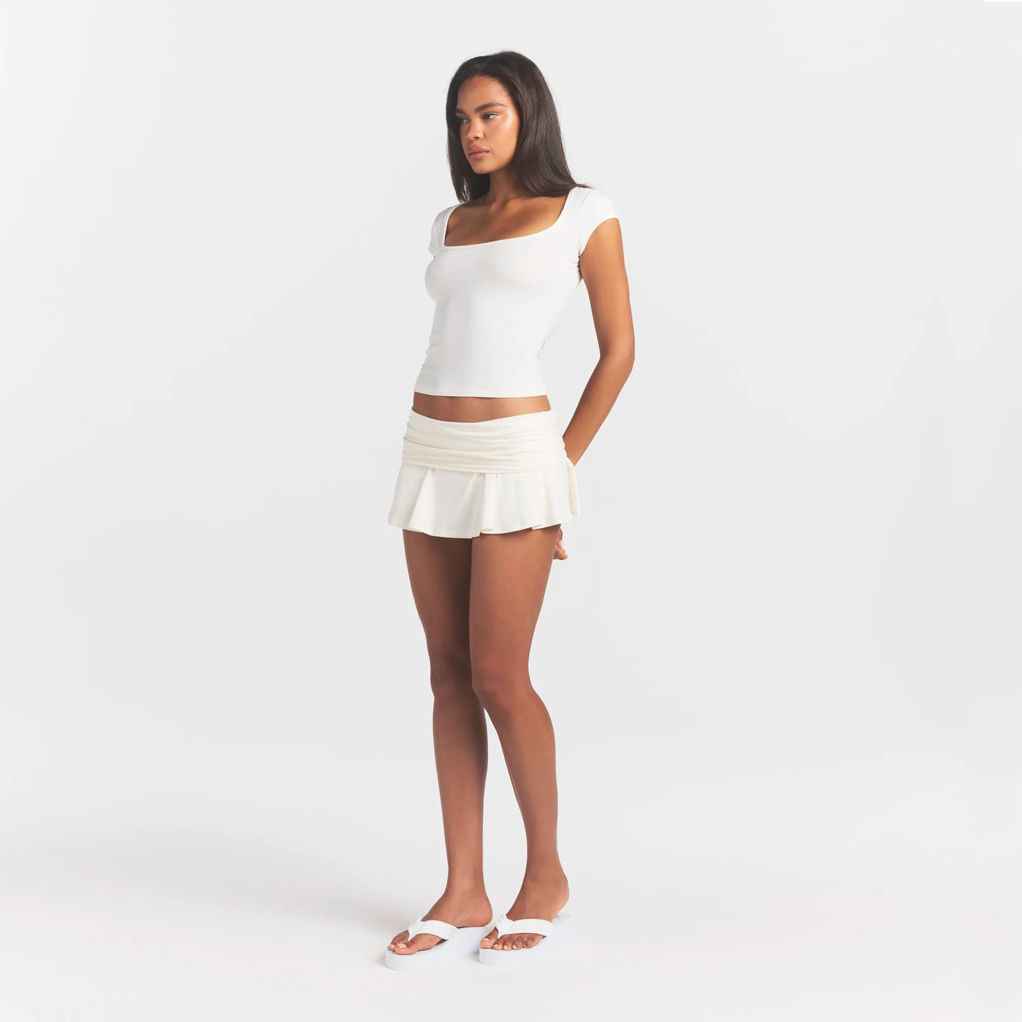 COTTON JERSEY FOLDOVER MINI SKORT | MARBLE - Image 5