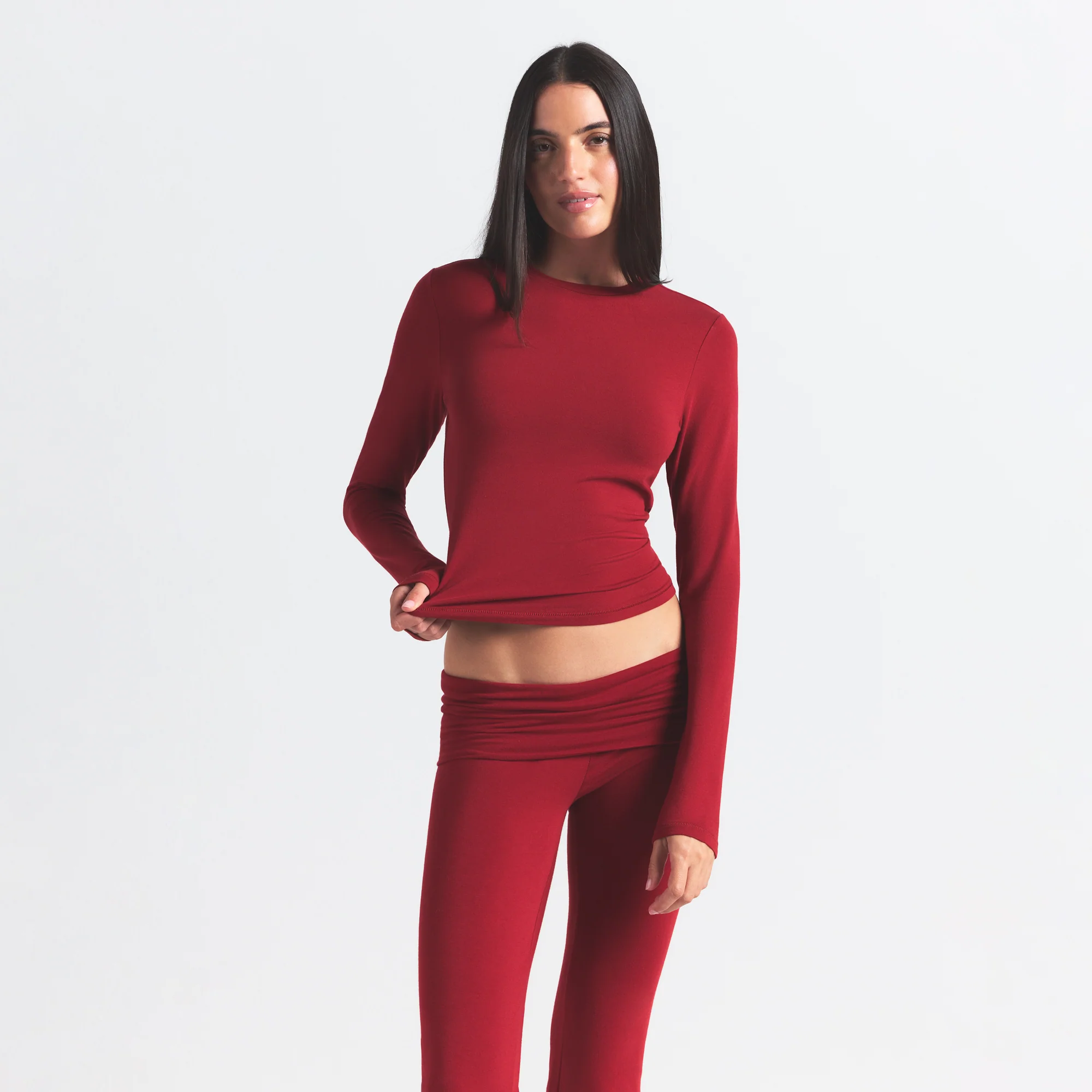 COTTON JERSEY FOLDOVER PANT | BRICK - Image 3