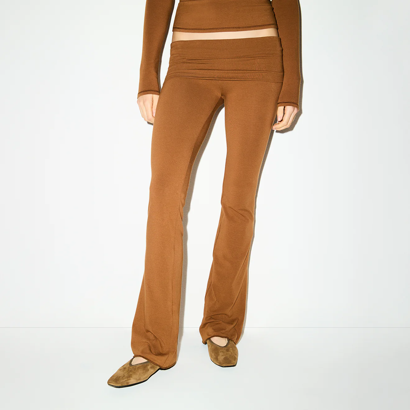 COTTON JERSEY FOLDOVER PANT | CHAI - Image 3