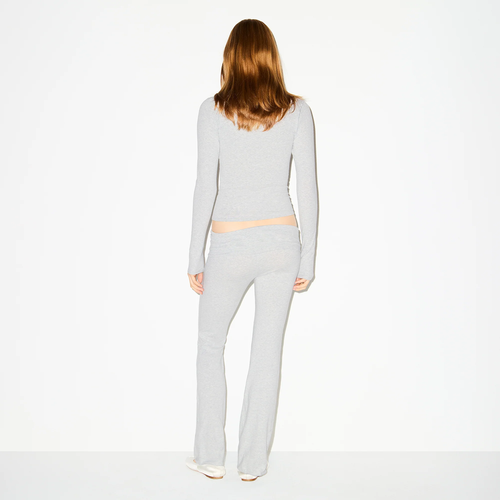 COTTON JERSEY FOLDOVER PANT | LIGHT HEATHER GREY - Image 4