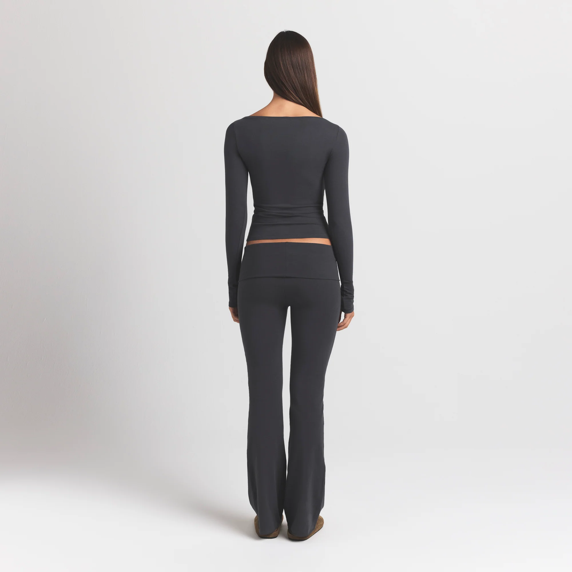 COTTON JERSEY LONG SLEEVE BOATNECK TOP | ASH - Image 4